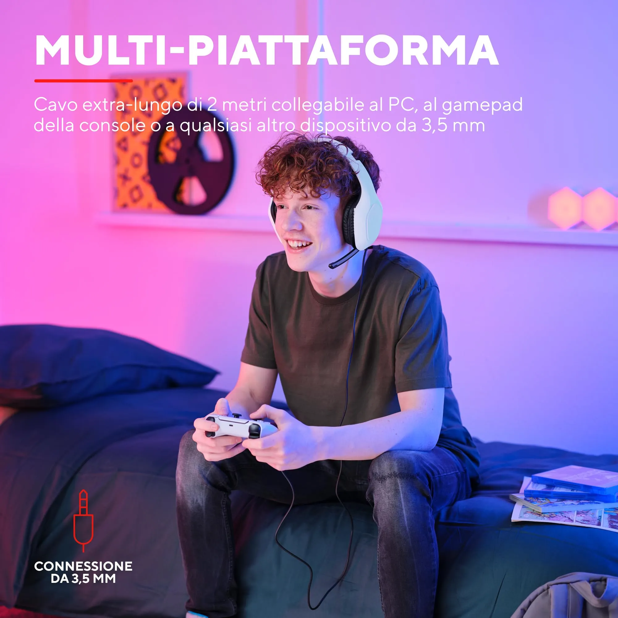 Trust Gaming GXT 415W Zirox Cuffie Gaming con Driver 50mm, Microfono Over-Ear, Jack 3.5 mm - Bianco - immagine 4