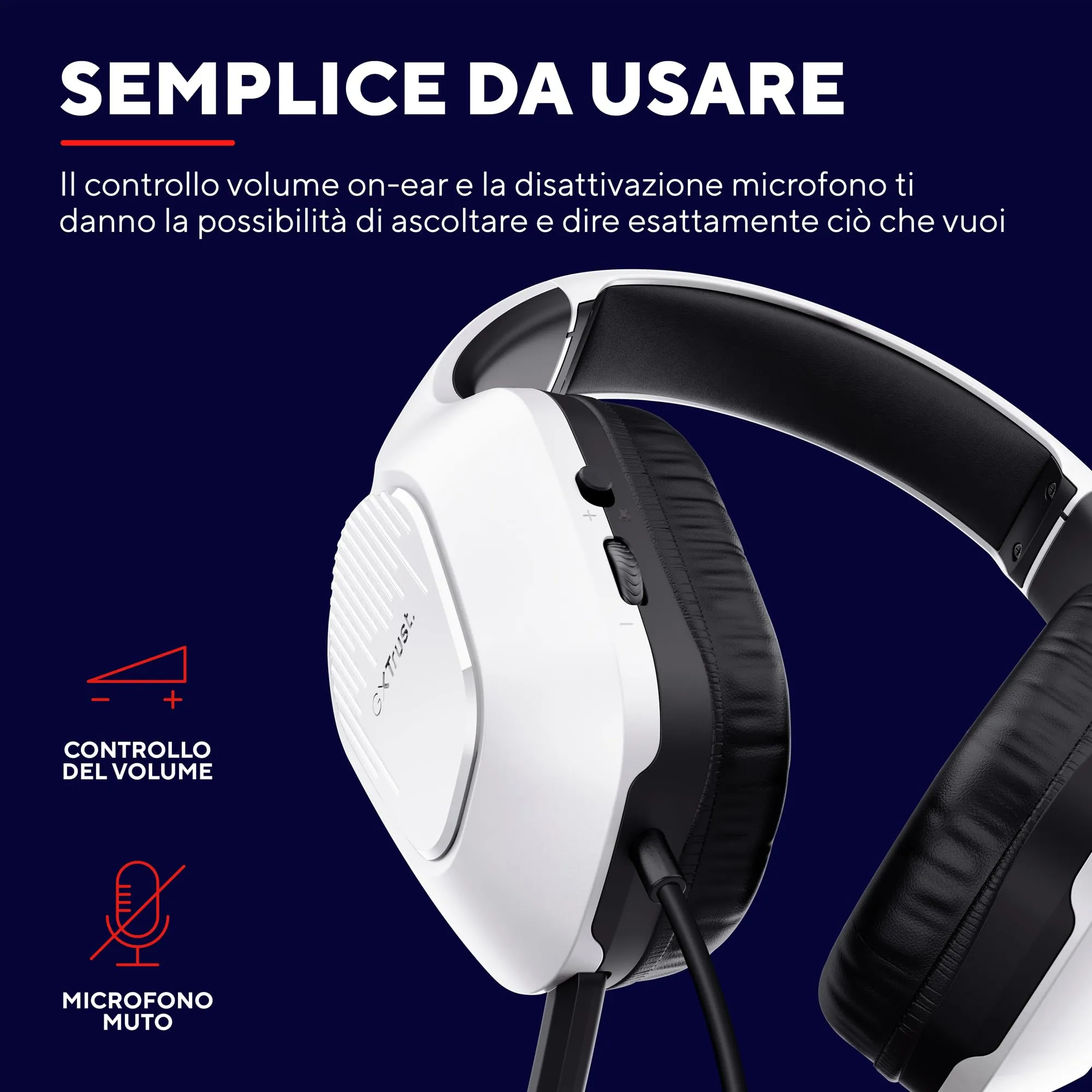 Trust Gaming GXT 415W Zirox Cuffie Gaming con Driver 50mm, Microfono Over-Ear, Jack 3.5 mm - Bianco - immagine 6