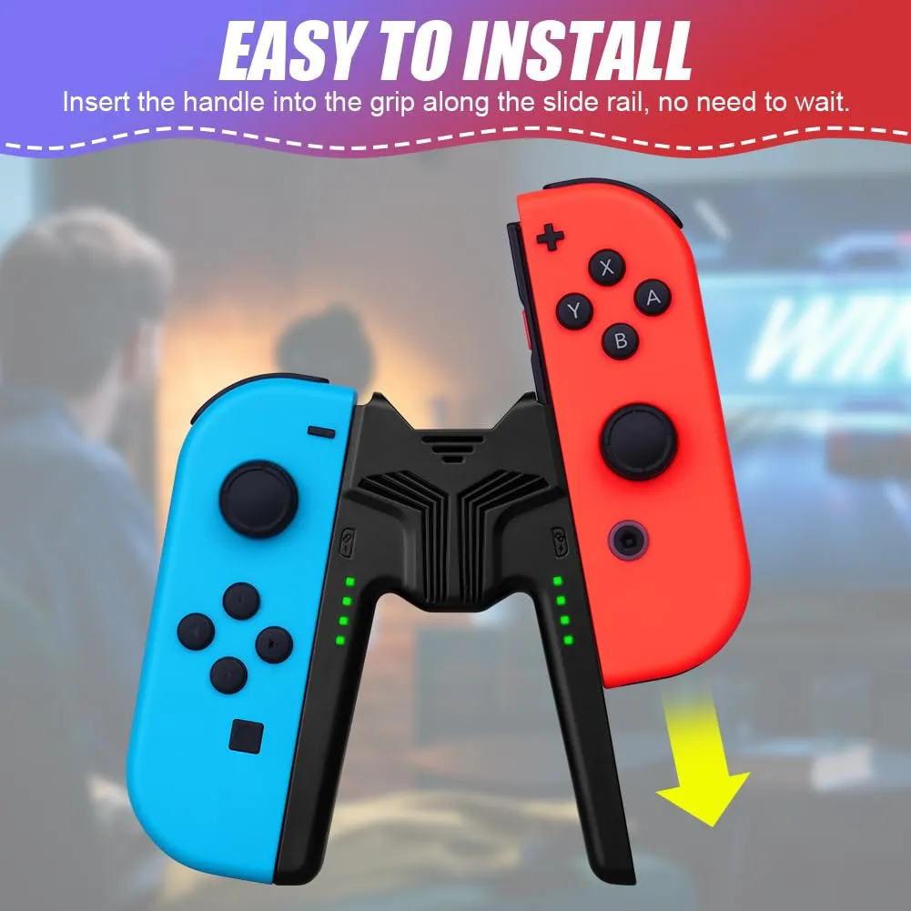 OFFCUP Impugnatura di Ricarica per Nintendo Switch e Switch OLED, Charging Grip con Indicatore LED e USB Tipo C (Nero) - immagine 4