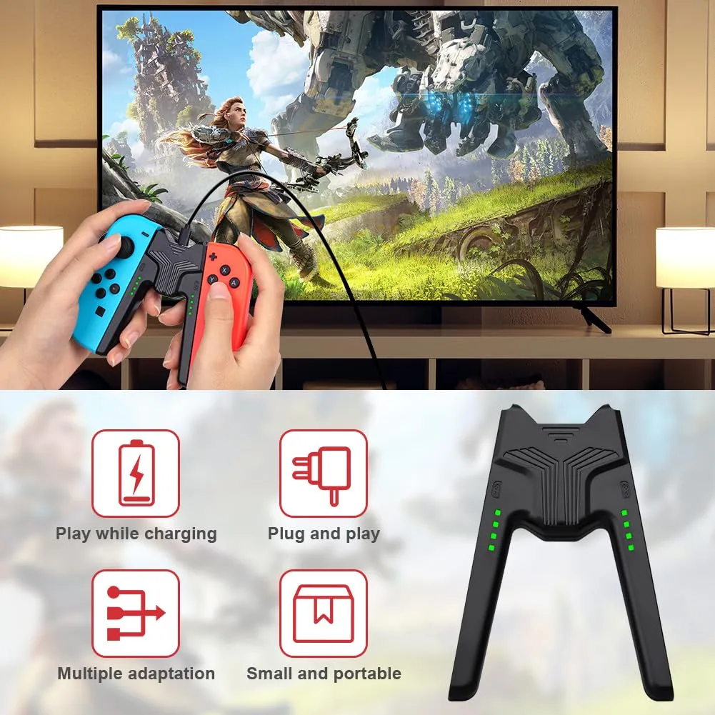OFFCUP Impugnatura di Ricarica per Nintendo Switch e Switch OLED, Charging Grip con Indicatore LED e USB Tipo C (Nero) - immagine 6