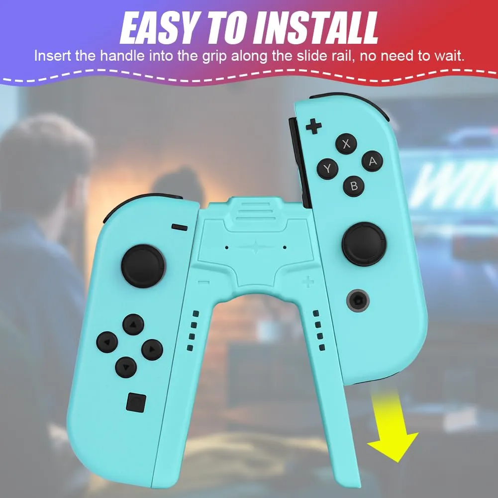 OFFCUP Impugnatura di Ricarica per Nintendo Switch e Switch OLED, Charging Grip con Indicatore LED e USB Tipo C (Azzurro) - immagine 4