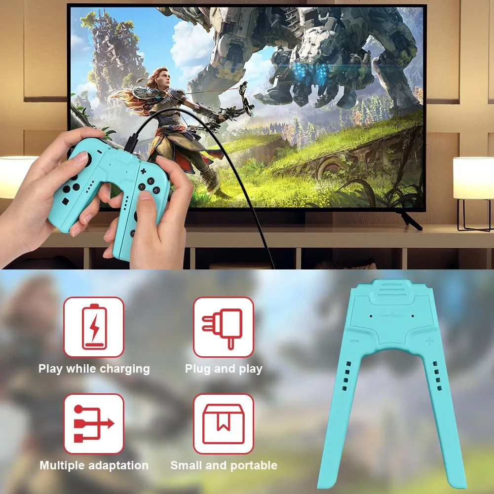OFFCUP Impugnatura di Ricarica per Nintendo Switch e Switch OLED, Charging Grip con Indicatore LED e USB Tipo C (Azzurro) - immagine 6