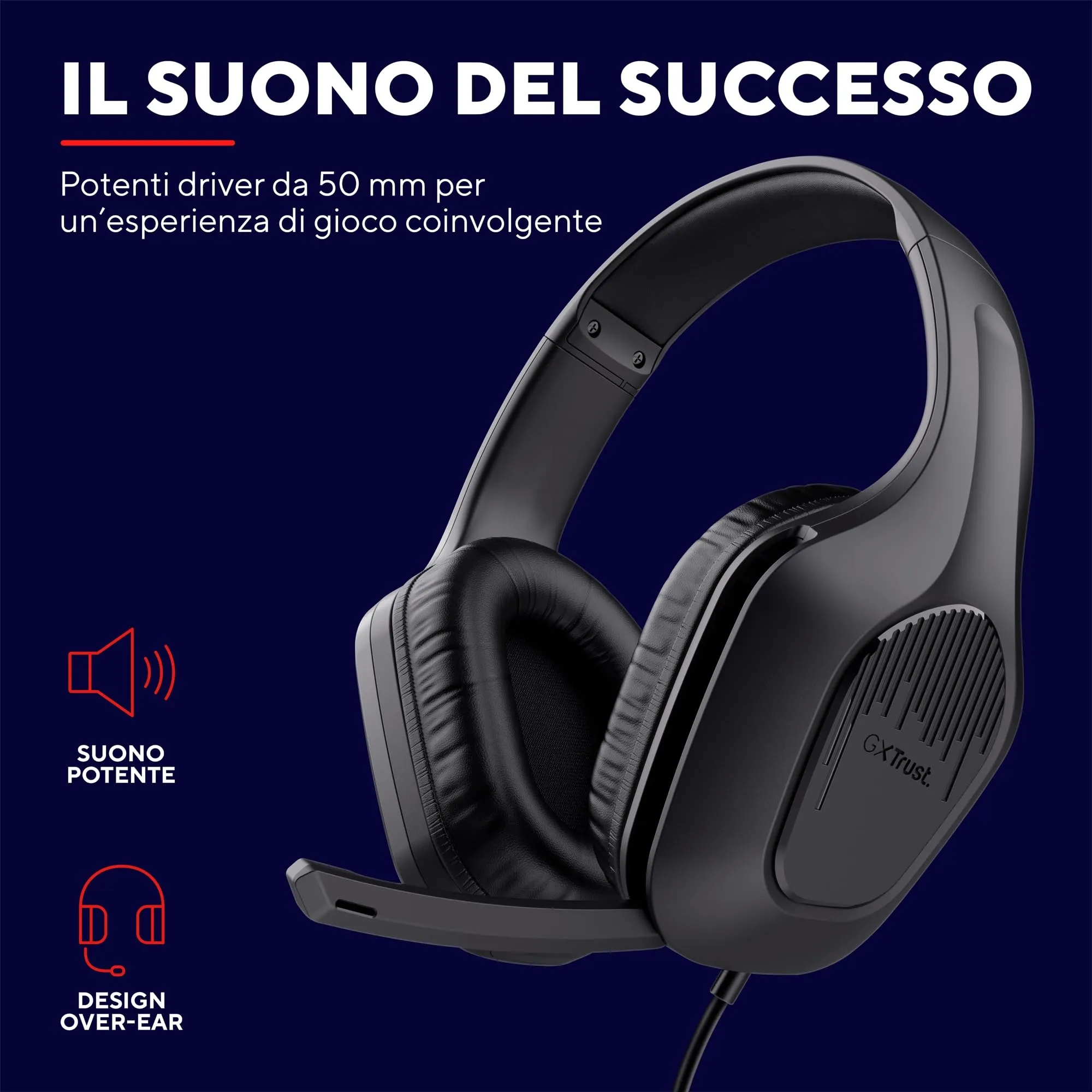 Trust Gaming GXT 415 Zirox Cuffie Gaming Over-Ear con Microfono, Driver 50 mm, Jack 3.5 mm - Nero - immagine 3