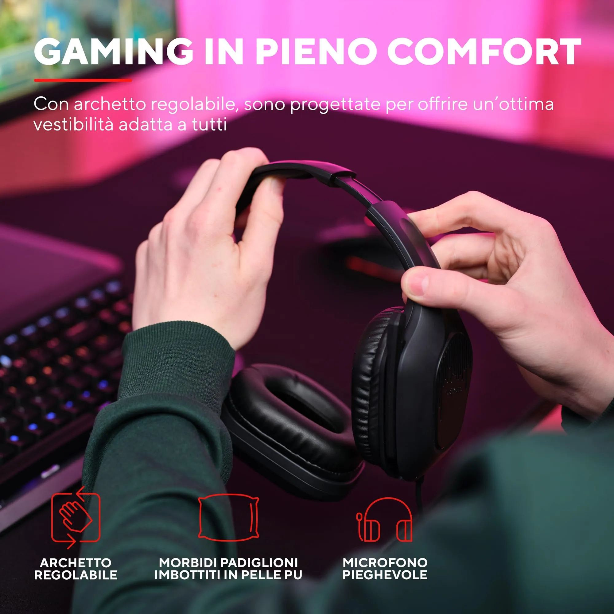 Trust Gaming GXT 415 Zirox Cuffie Gaming Over-Ear con Microfono, Driver 50 mm, Jack 3.5 mm - Nero - immagine 5