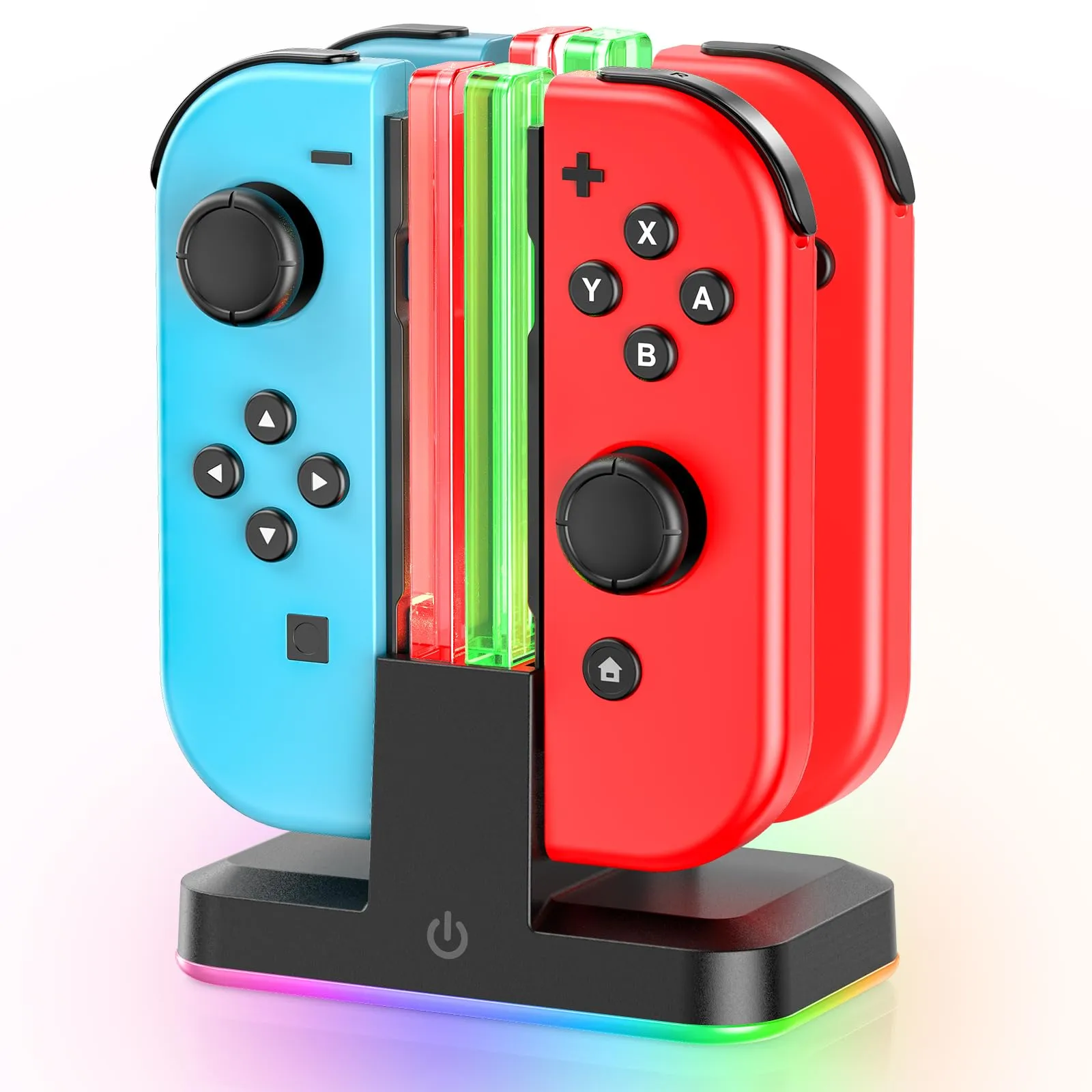 Rysker Stazione di Ricarica Joycon per Nintendo Switch e OLED, Caricatore per 4 Controller con LED RGB, VG-SW441 - immagine 1