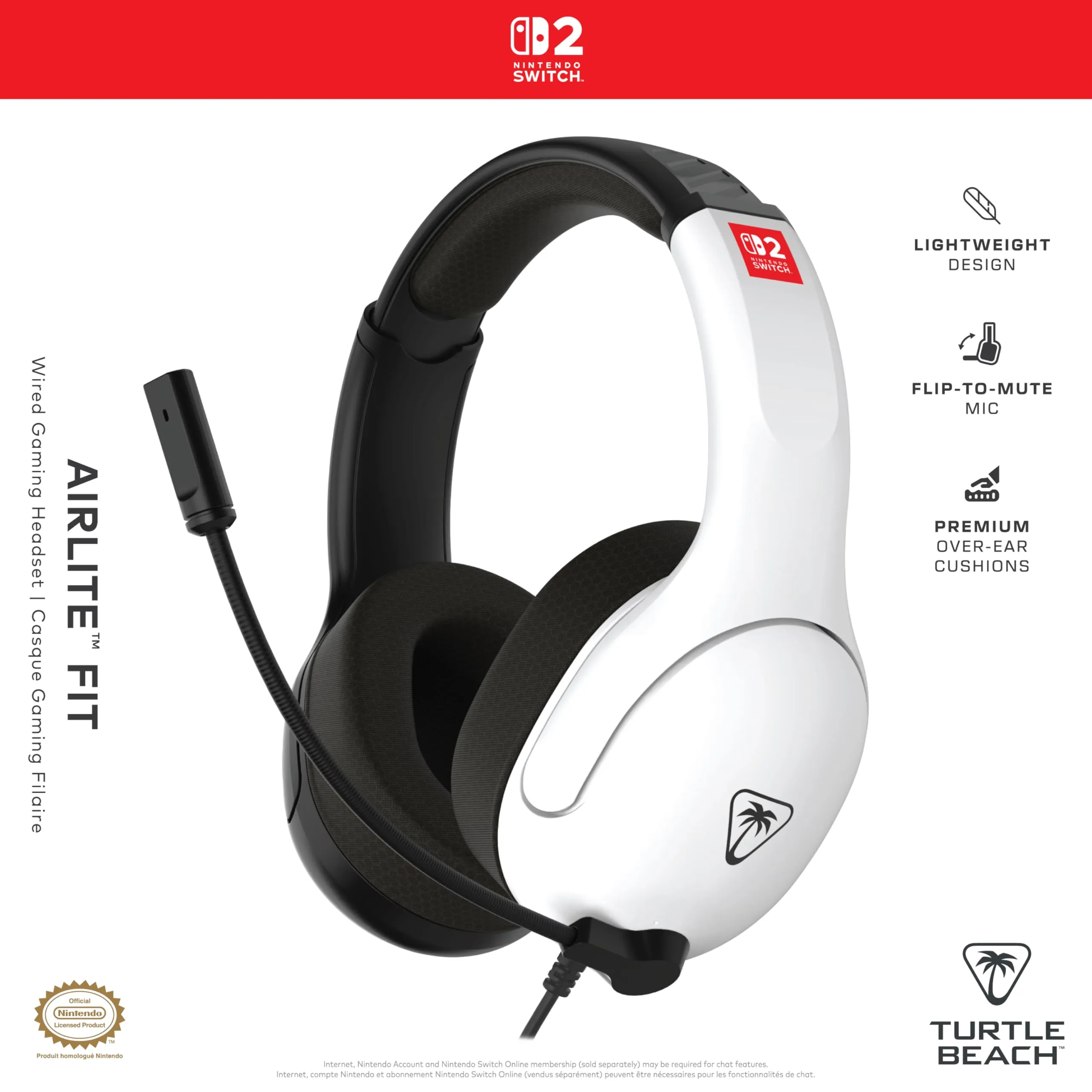 Turtle Beach Airlite Fit Nero e Bianco Cuffie da gioco con cavo per Nintendo Switch 2, Nintendo Switch - immagine 9