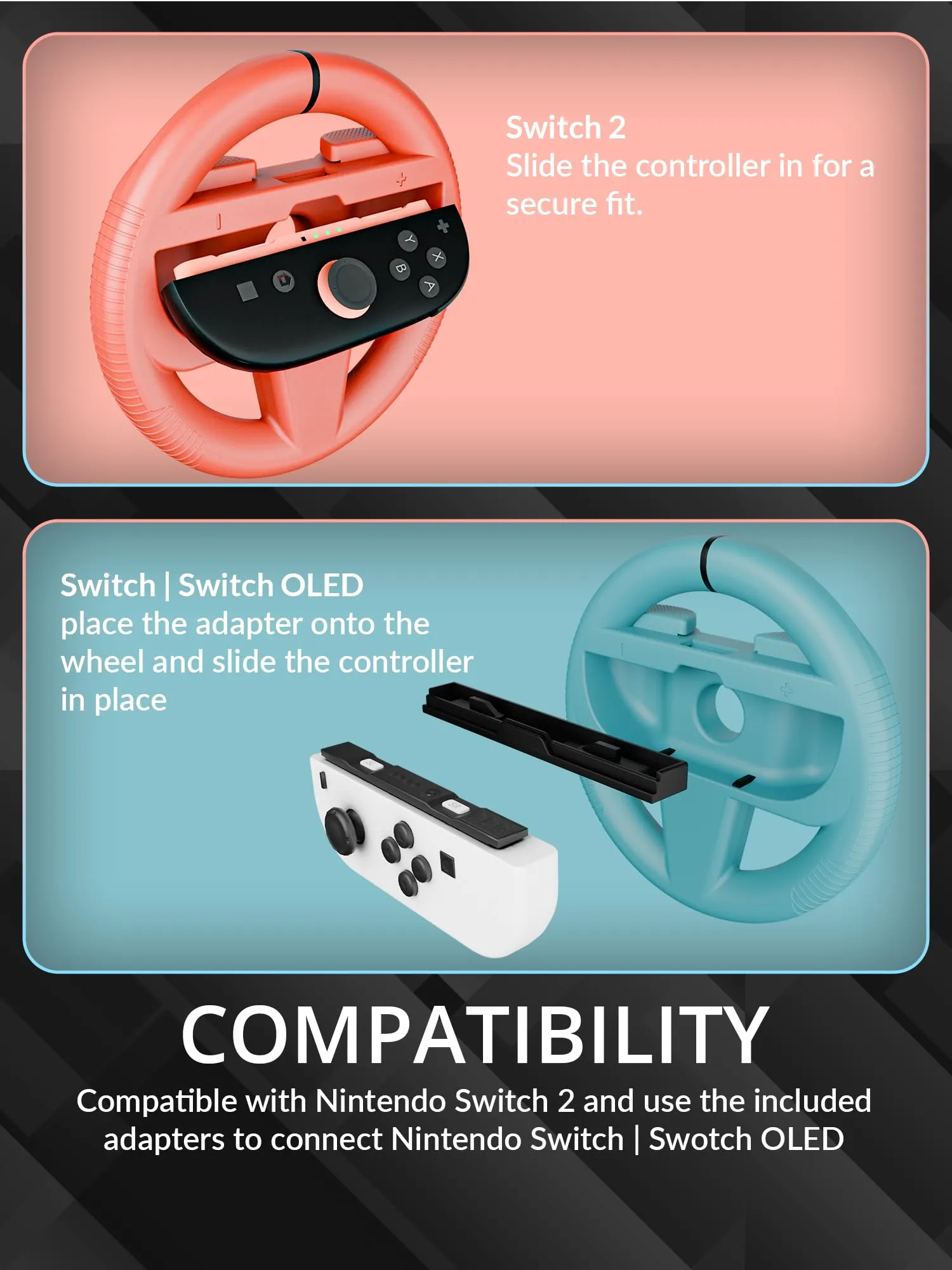 Orzly Volanti per Nintendo Switch 2, Accessori per Controller Joy-Con (1 Rosso, 1 Blu) Confezione Doppia - immagine 5