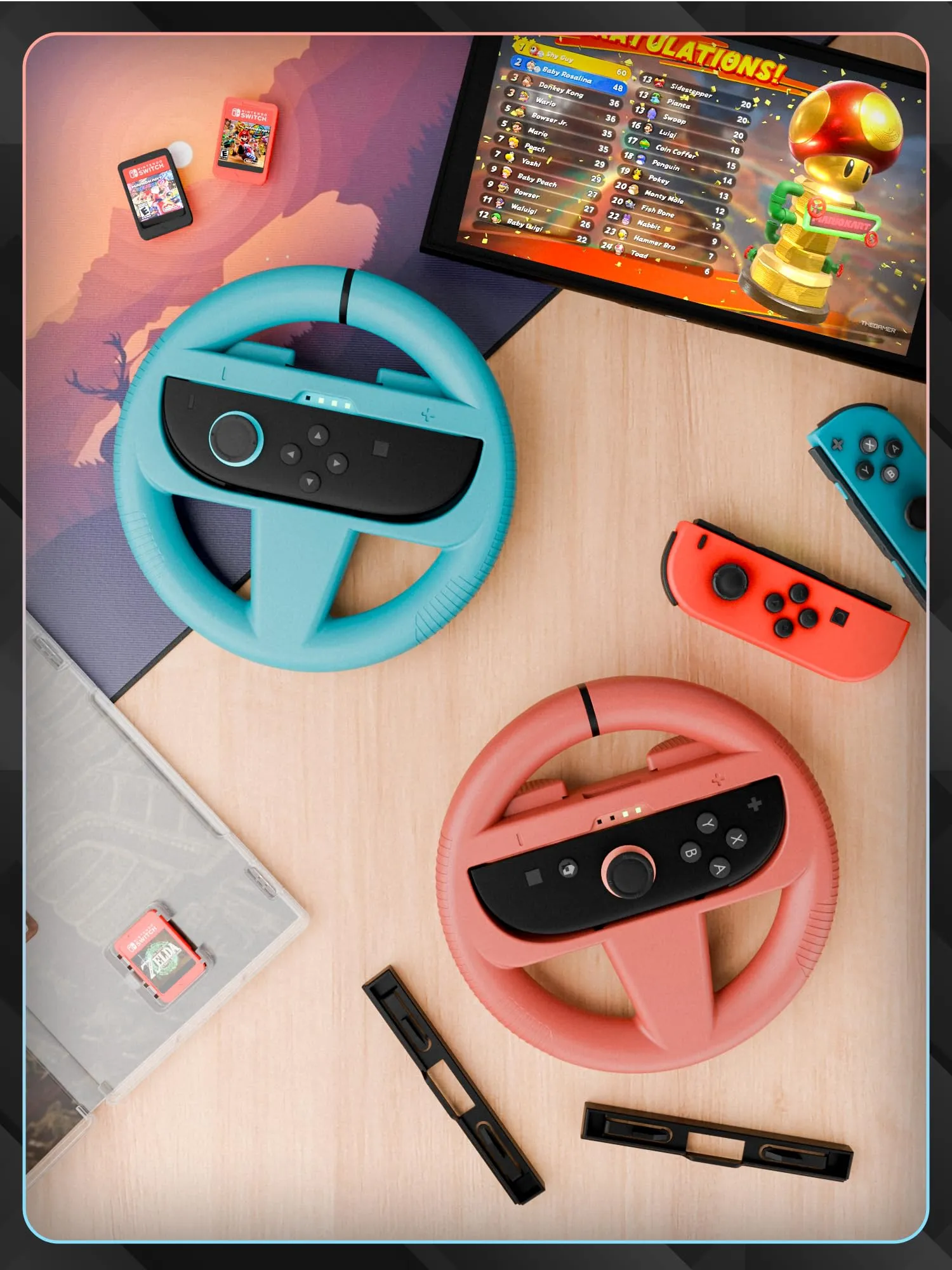 Orzly Volanti per Nintendo Switch 2, Accessori per Controller Joy-Con (1 Rosso, 1 Blu) Confezione Doppia - immagine 9