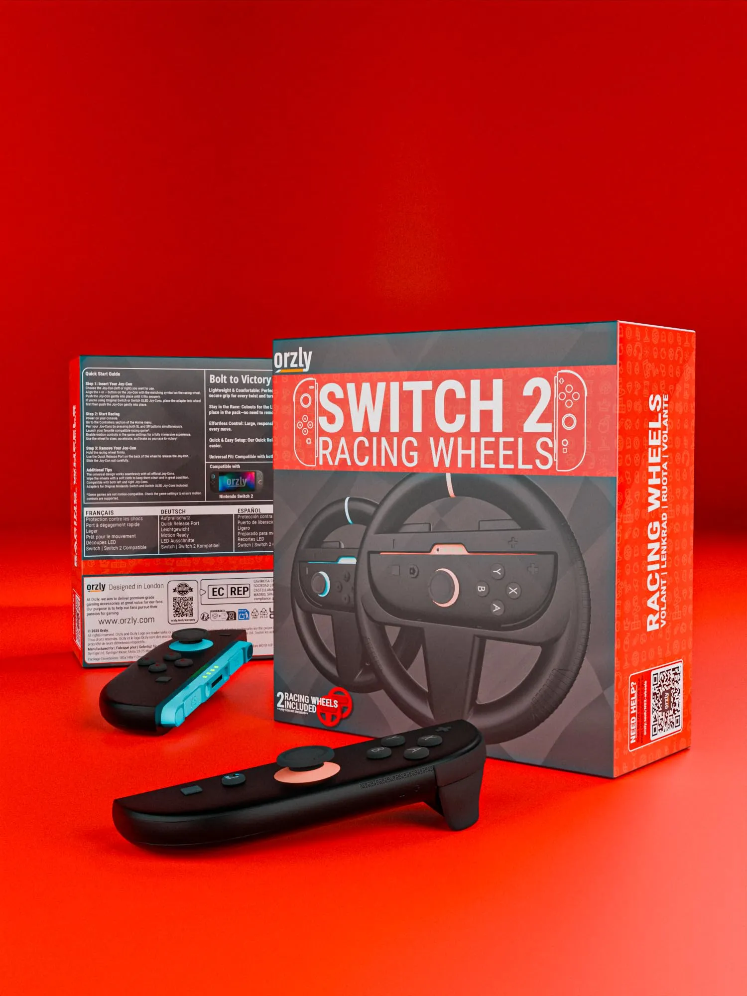 Orzly Ruote da corsa per Switch 2, Twin Pack per Joy-Con, Nero - immagine 3