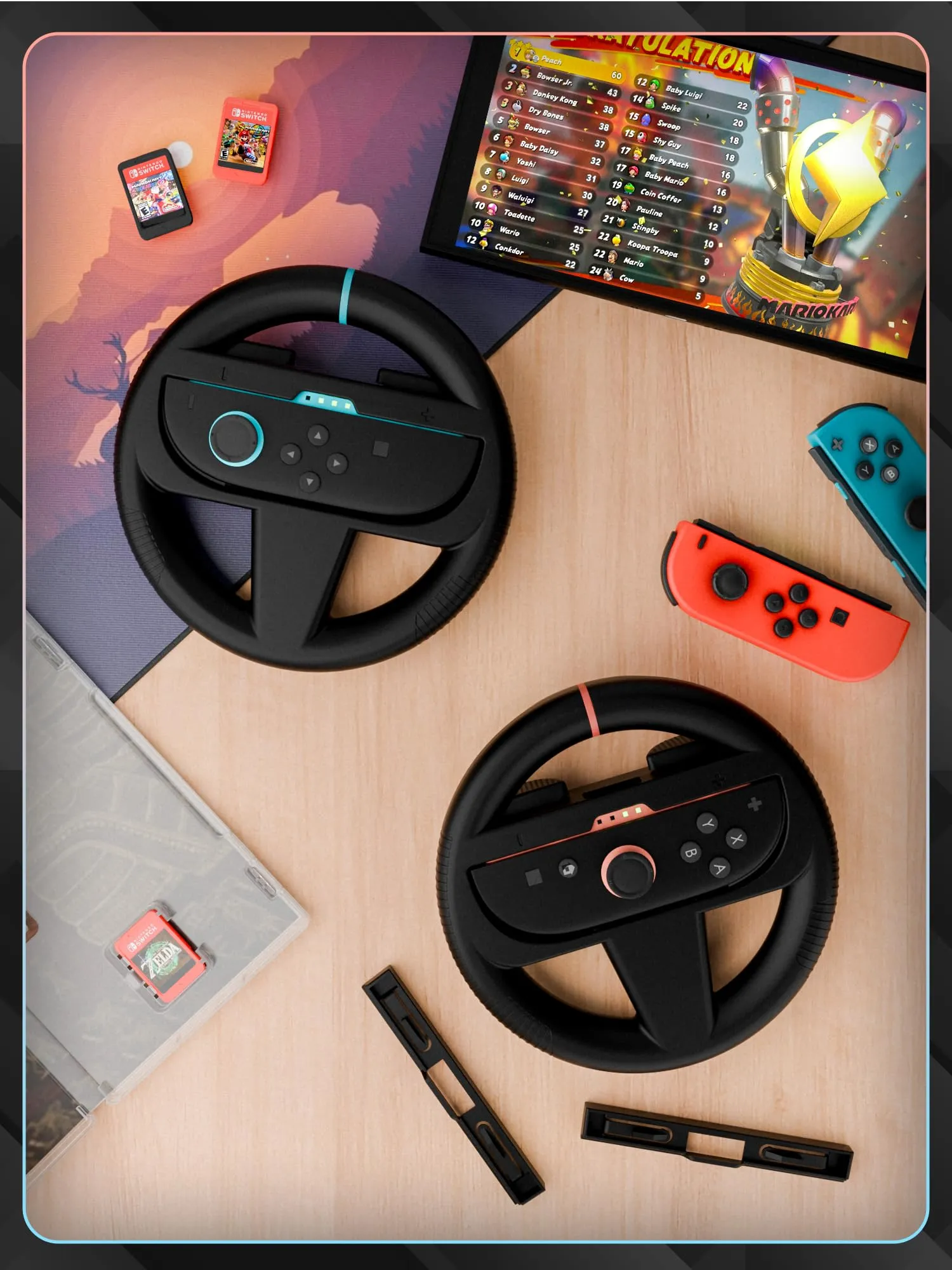 Orzly Ruote da corsa per Switch 2, Twin Pack per Joy-Con, Nero - immagine 9