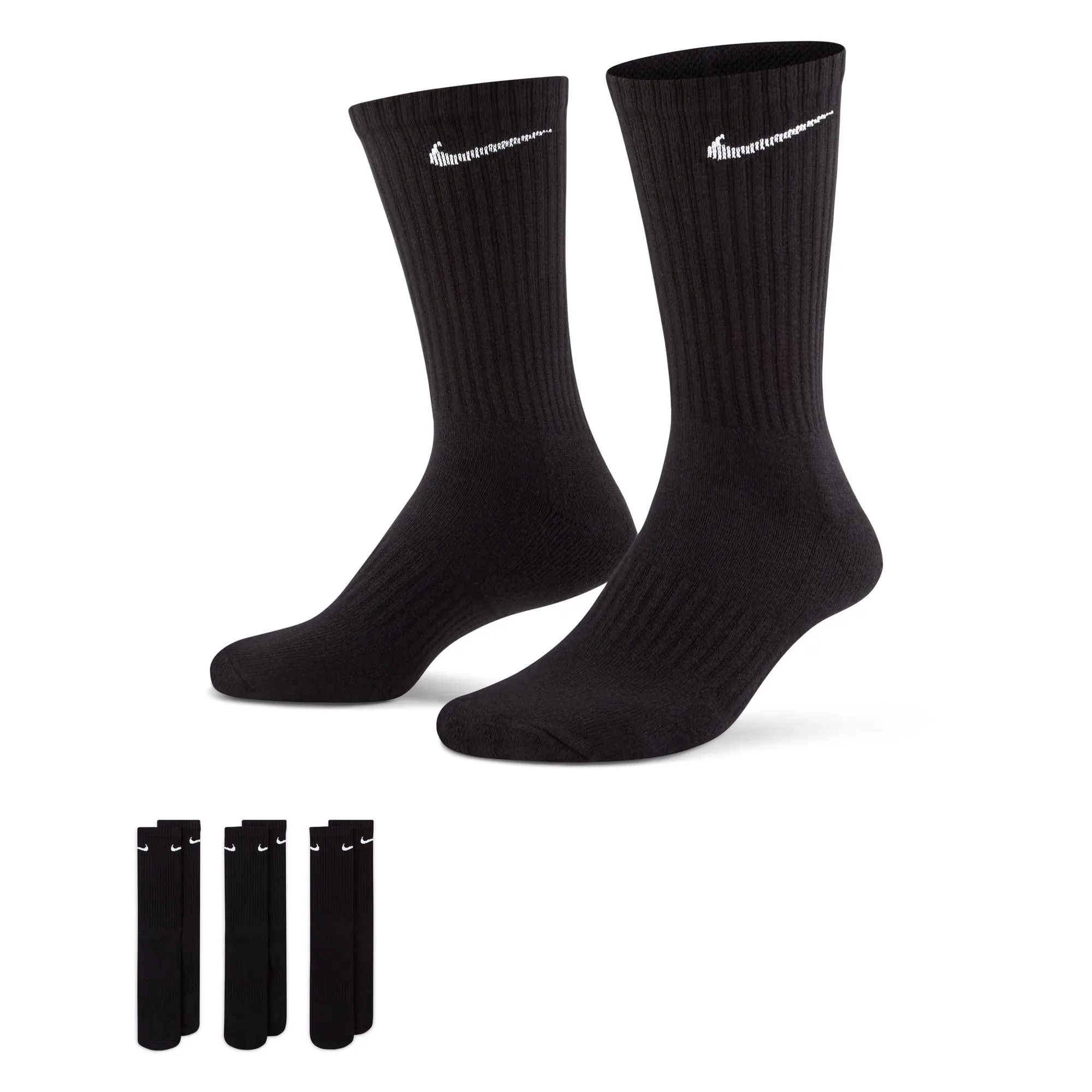 Nike Everyday Cushion Crew Training Socks, 3 Pair, Black/White, X-Large - immagine 1