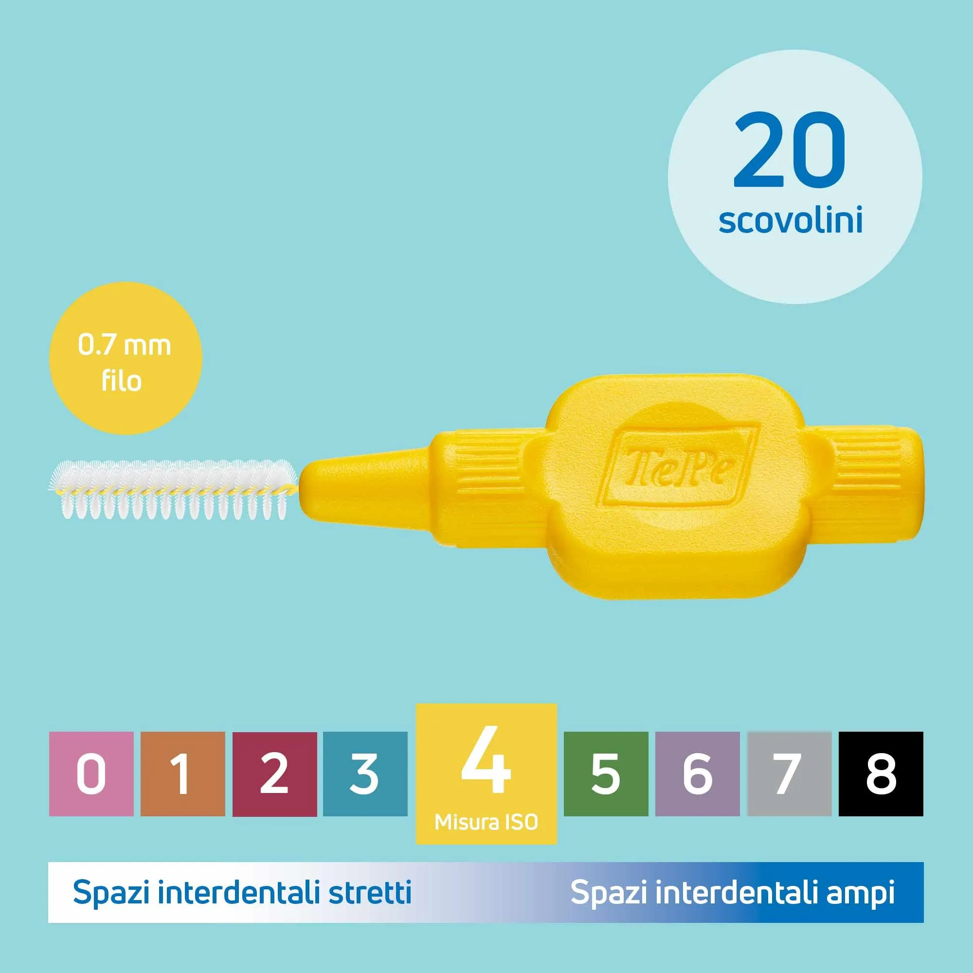 TePe Original Scovolini Interdentali, Giallo, 0.7mm/ISO 4, 20 pz - immagine 3