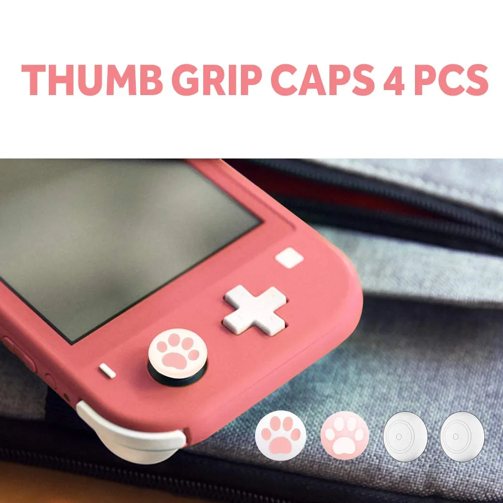 GeeRic 6 in 1 Kit per Switch Lite - 2 Vetri Temperati, Cover in Silicone, 2 Thumb Grips, Borsa, Accessori - Foglia Rosa - immagine 7
