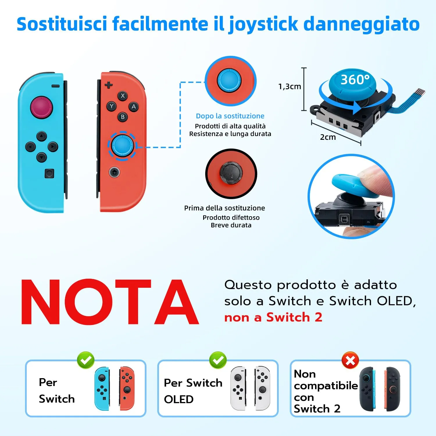Wigearss Kit di Sostituzione Joystick Analogico e Strumenti di Riparazione per Nintendo Switch, Switch OLED e Switch Lite - immagine 3