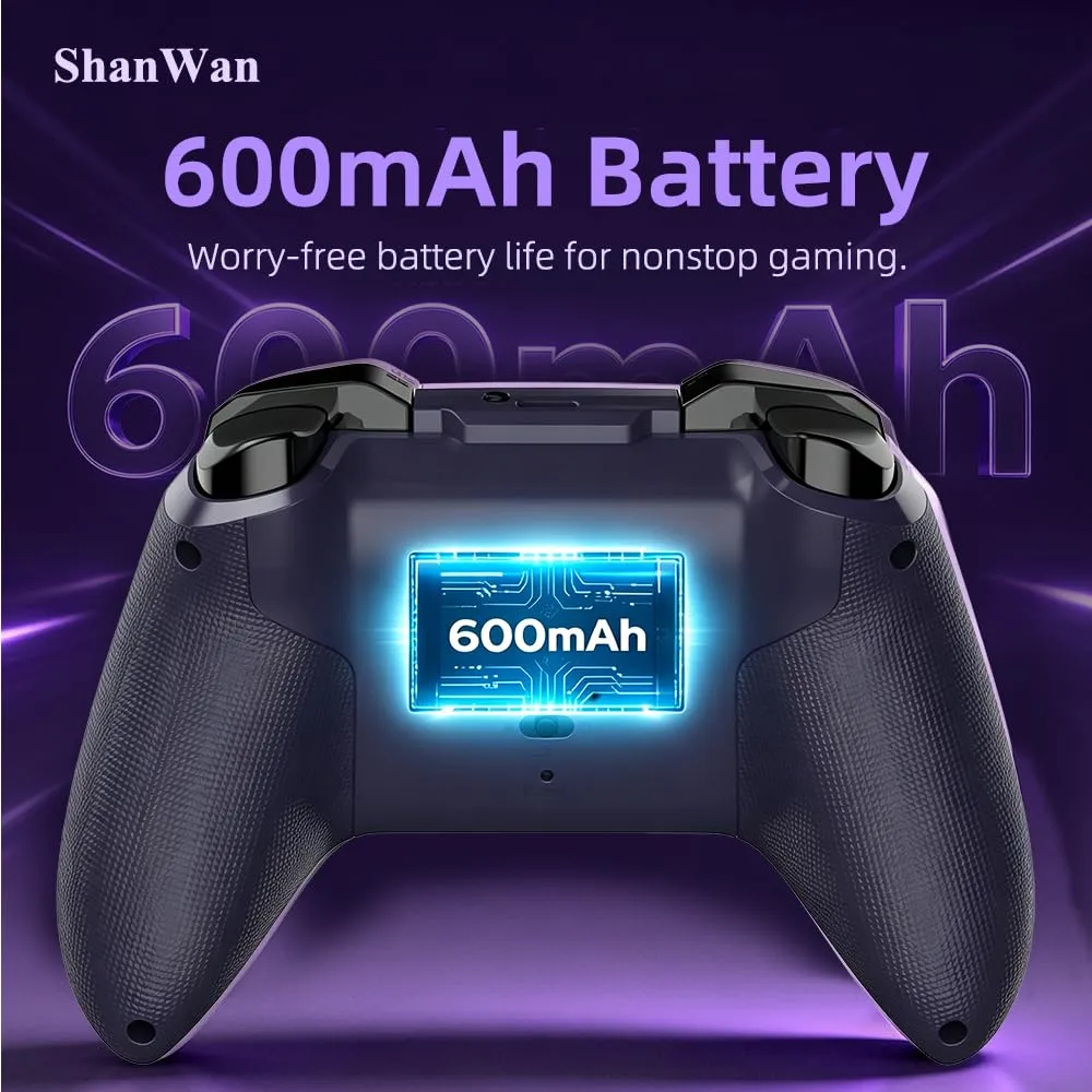 ShanWan Wireless Gaming Controller with Hall Effect Joysticks for Switch 1/2, PC Steam, Android, iPhone (Upgrade – Violett) - immagine 7