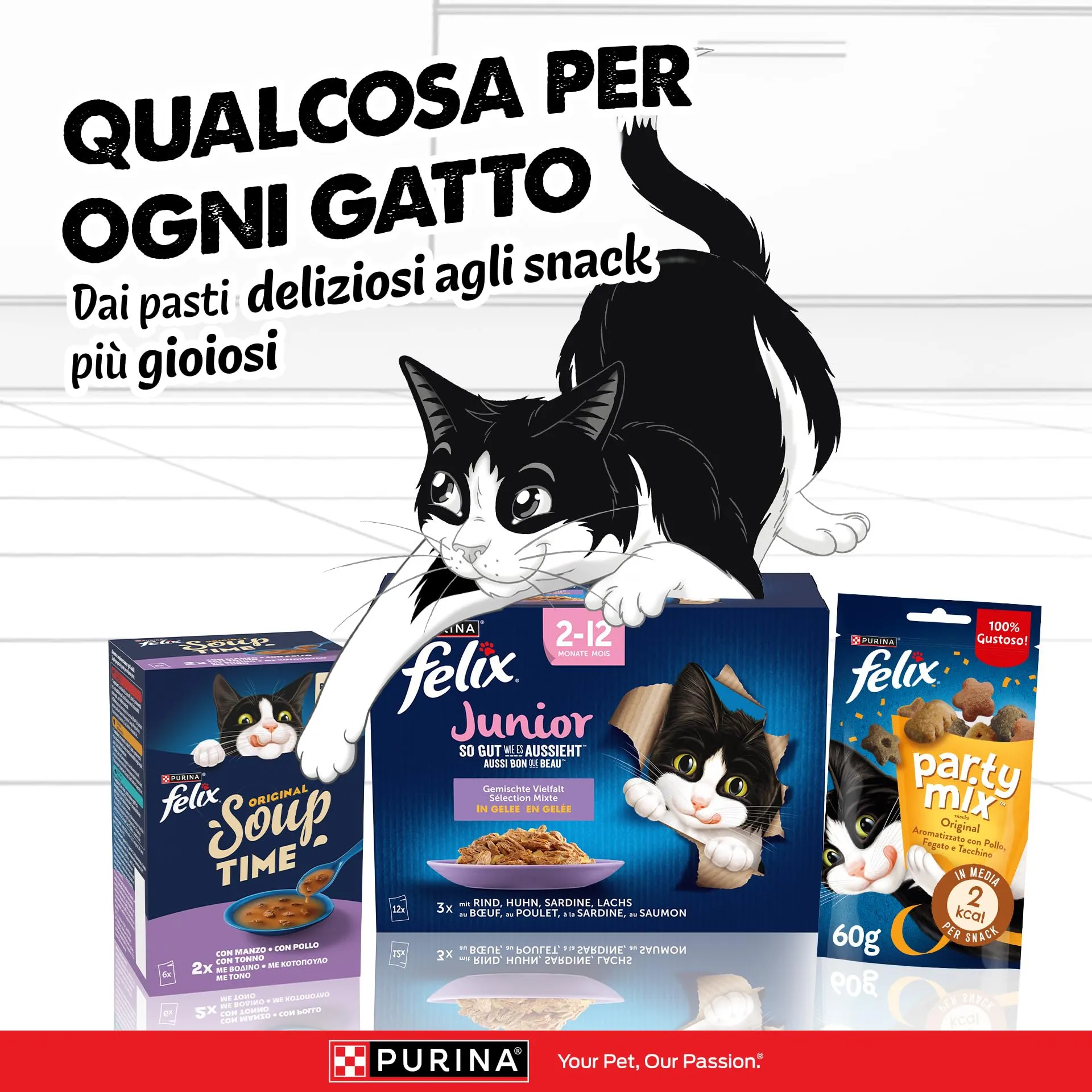 Felix Le Ghiottonerie Junior Cibo Umido per Gatti, Mix, 48 Bustine da 85g - immagine 8
