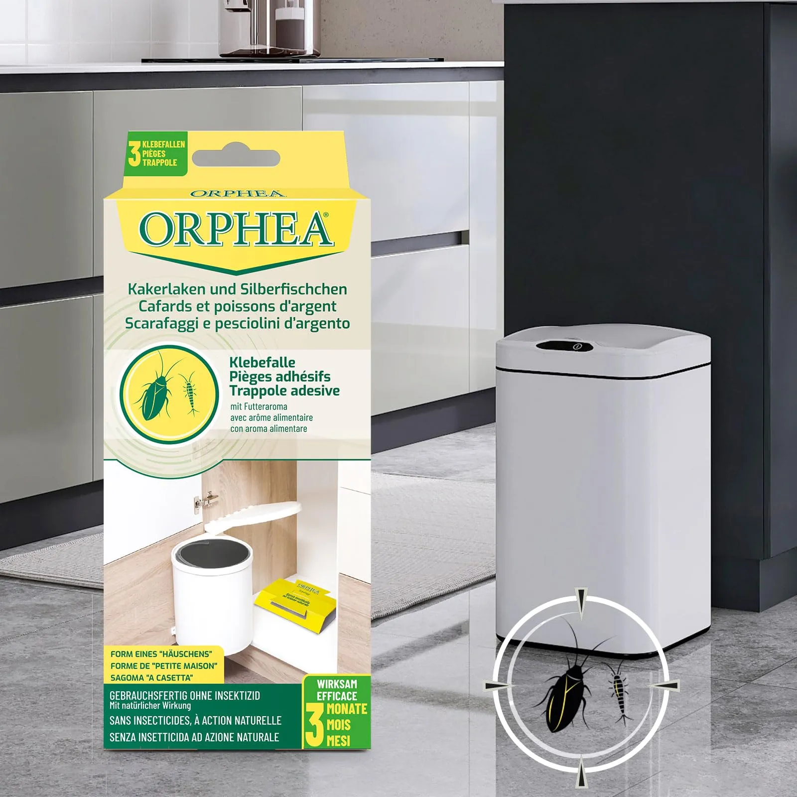 Orphea Trappola per Scarafaggi e Pesciolini d'Argento, 3-Pack - immagine 2