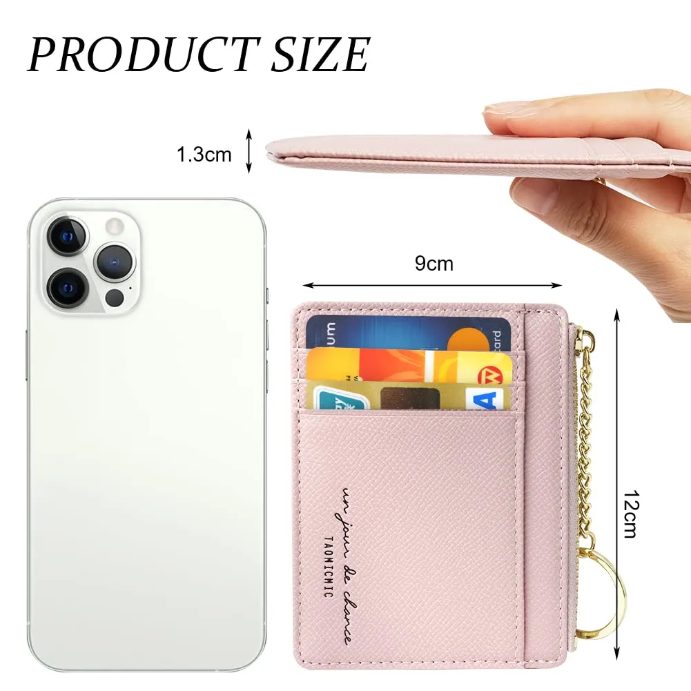 URAQT Portafoglio Slim in Pelle per Uomo e Donna, Porta Carte di Credito e Contanti con Cerniera (Rosa) - immagine 2