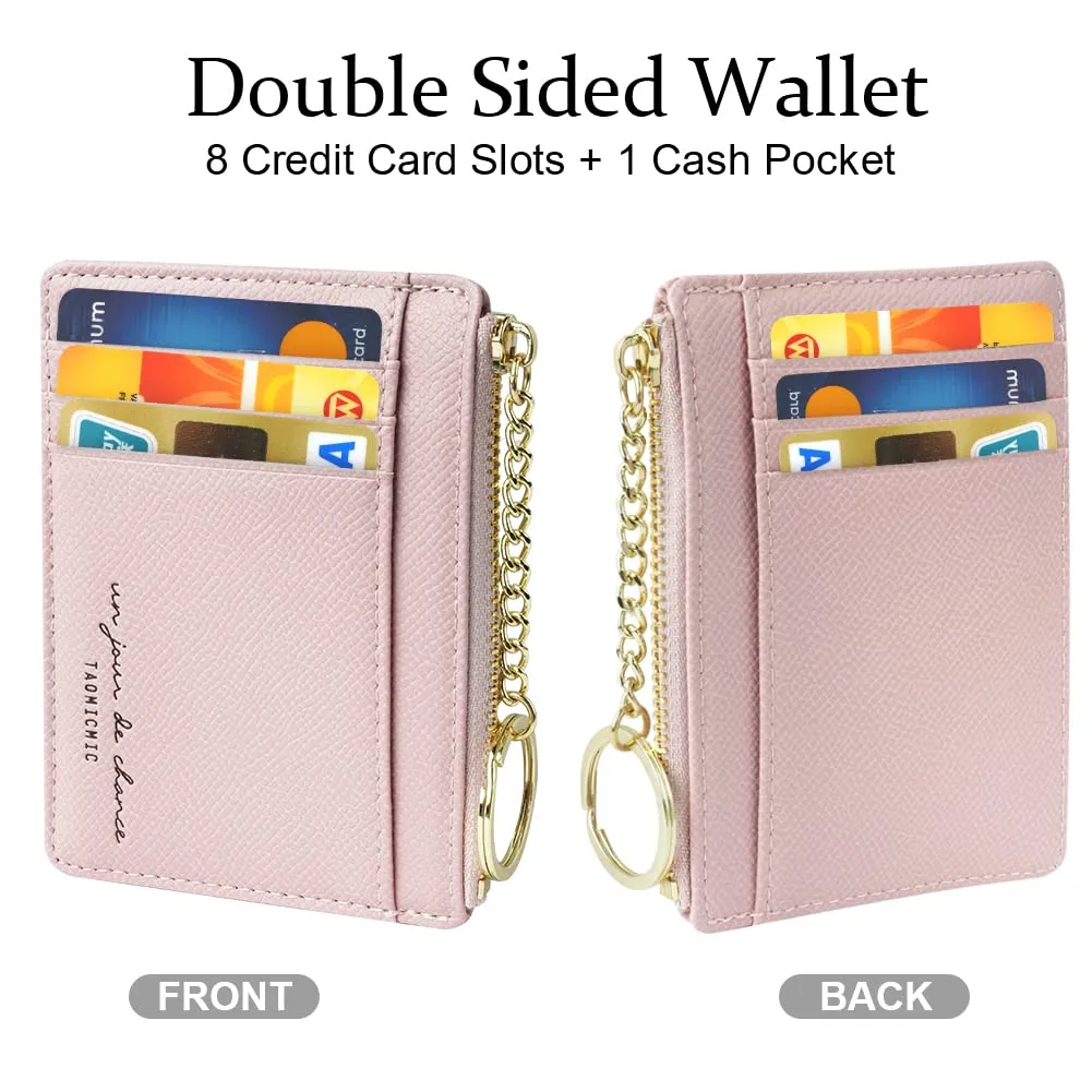URAQT Portafoglio Slim in Pelle per Uomo e Donna, Porta Carte di Credito e Contanti con Cerniera (Rosa) - immagine 4