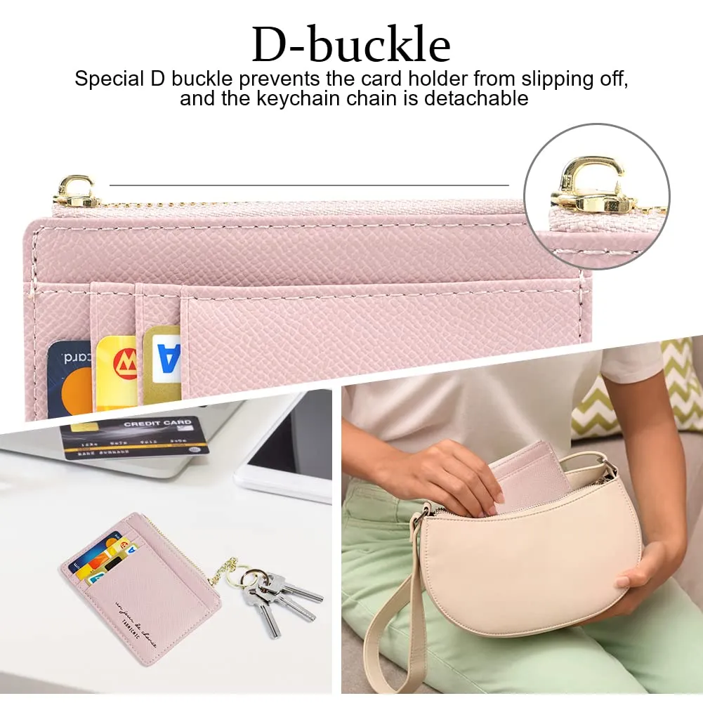 URAQT Portafoglio Slim in Pelle per Uomo e Donna, Porta Carte di Credito e Contanti con Cerniera (Rosa) - immagine 6