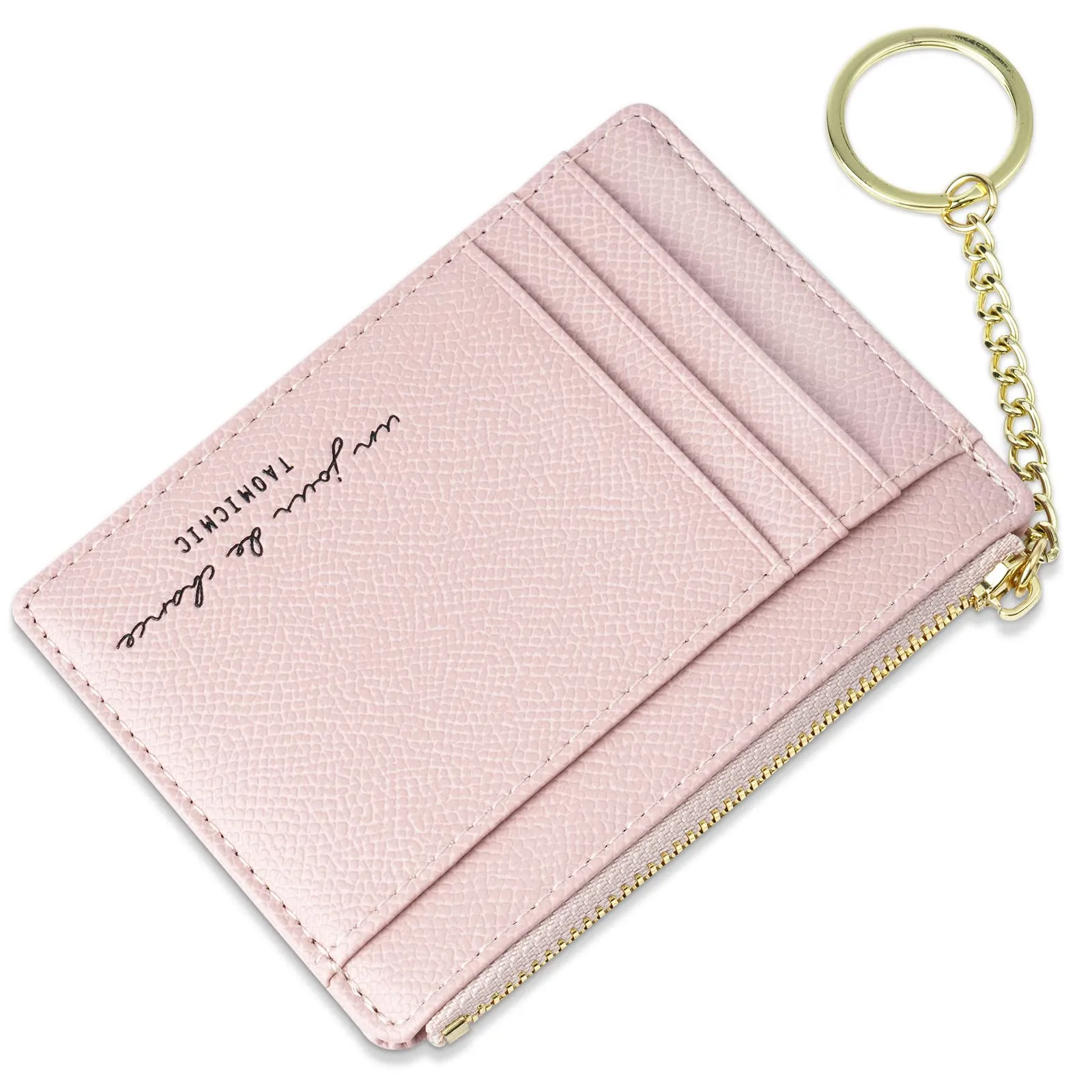 URAQT Portafoglio Slim in Pelle per Uomo e Donna, Porta Carte di Credito e Contanti con Cerniera (Rosa) - immagine 8