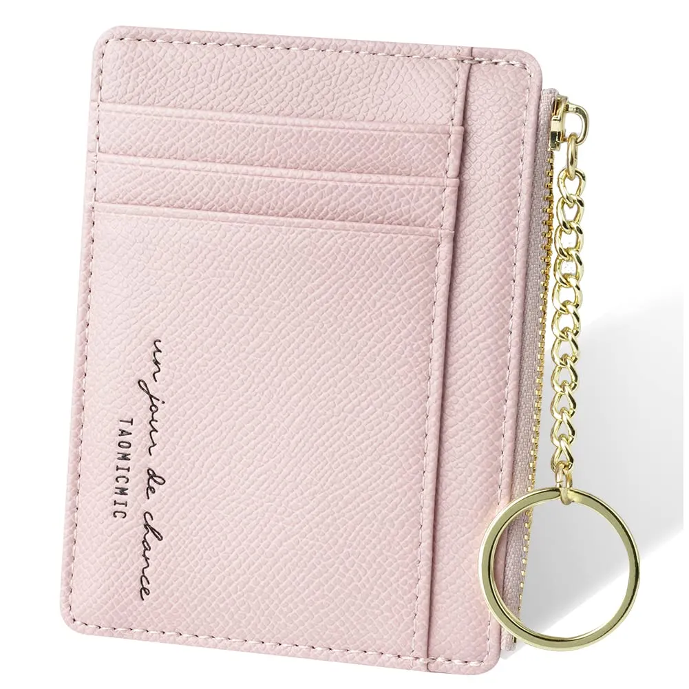 URAQT Portafoglio Slim in Pelle per Uomo e Donna, Porta Carte di Credito e Contanti con Cerniera (Rosa) - immagine 9