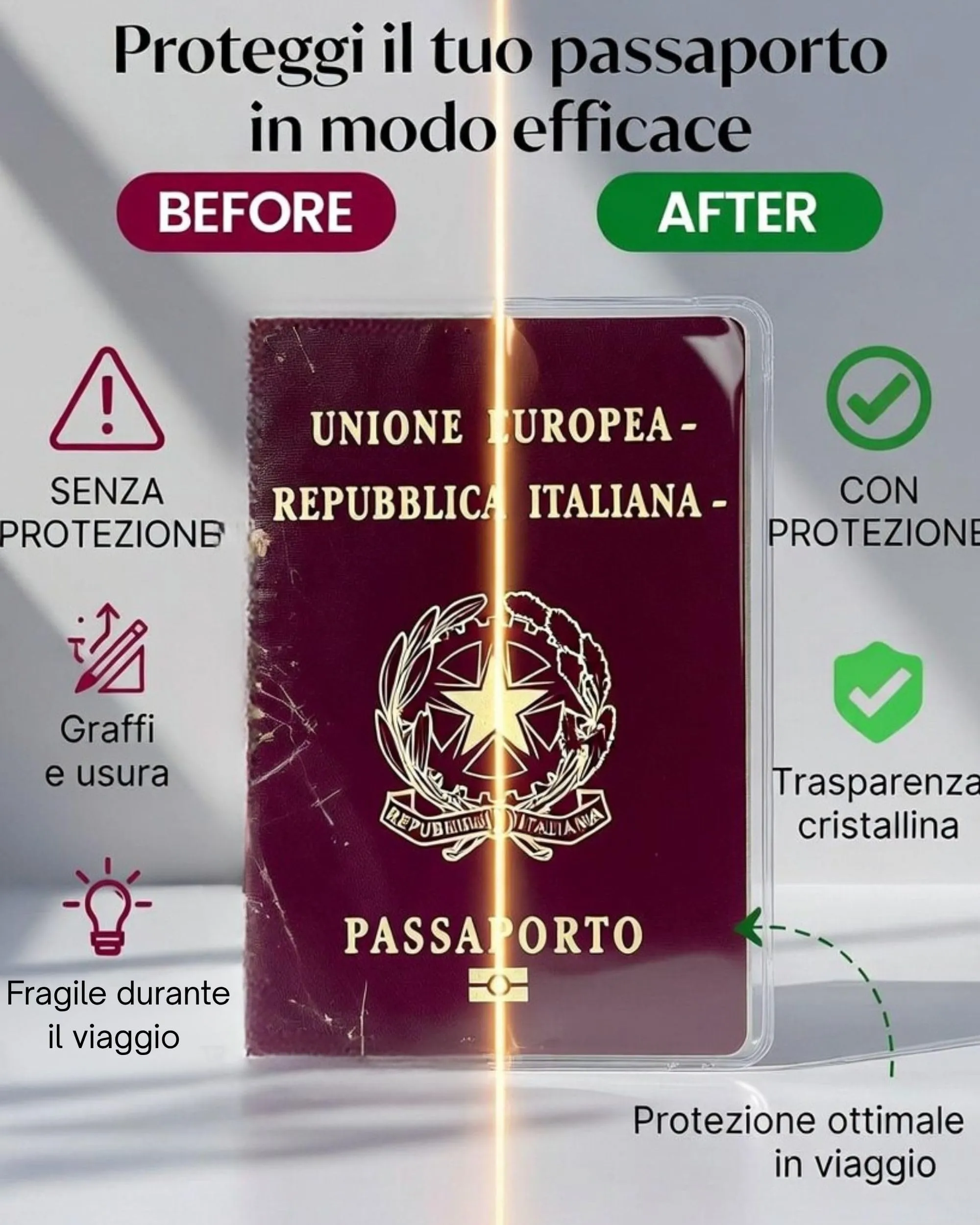 Ugozen Porta Passaporto Transparente (4 pezzi) - immagine 2