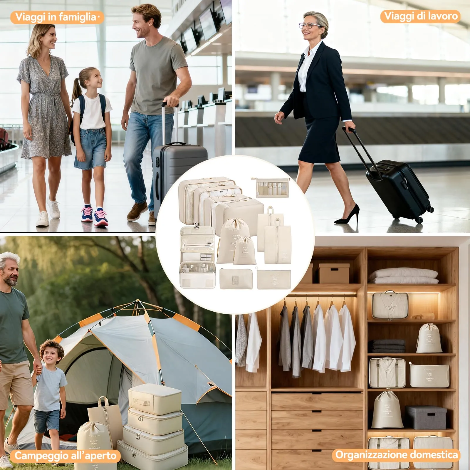 Chijoo Set Organizer per Valigia 12 Pezzi, Beige - immagine 7