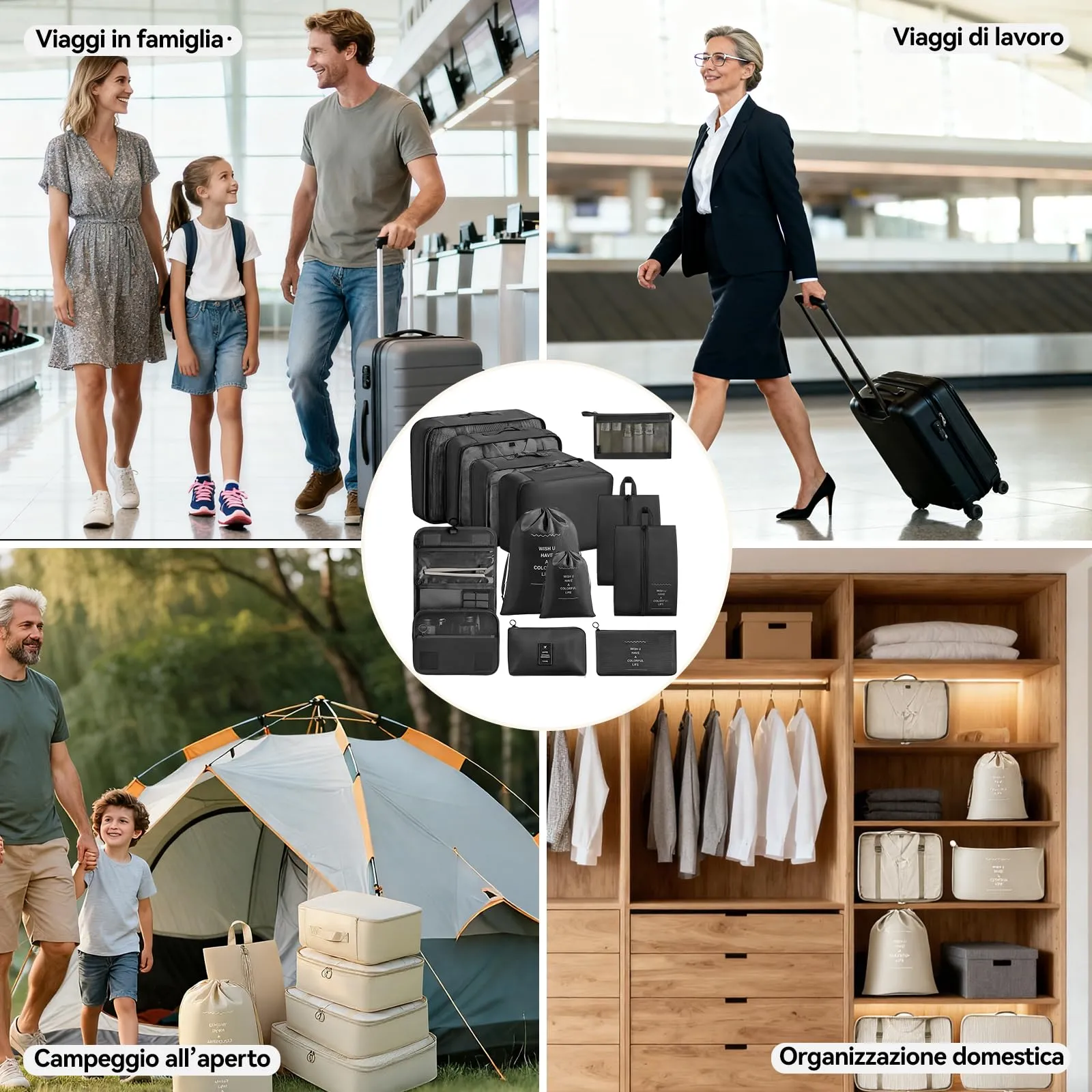 Chijoo Organizer Valigia 12 Pezzi, Nero - immagine 7