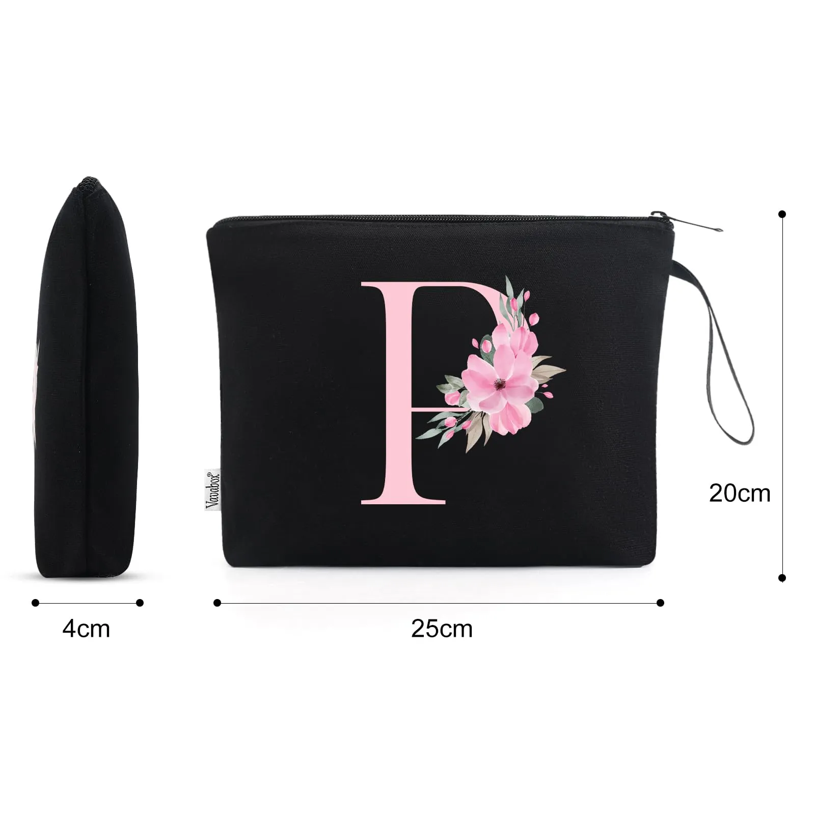 Vavabox Beauty Case con Iniziali Personalizzate (P, 01-Nero) - immagine 2