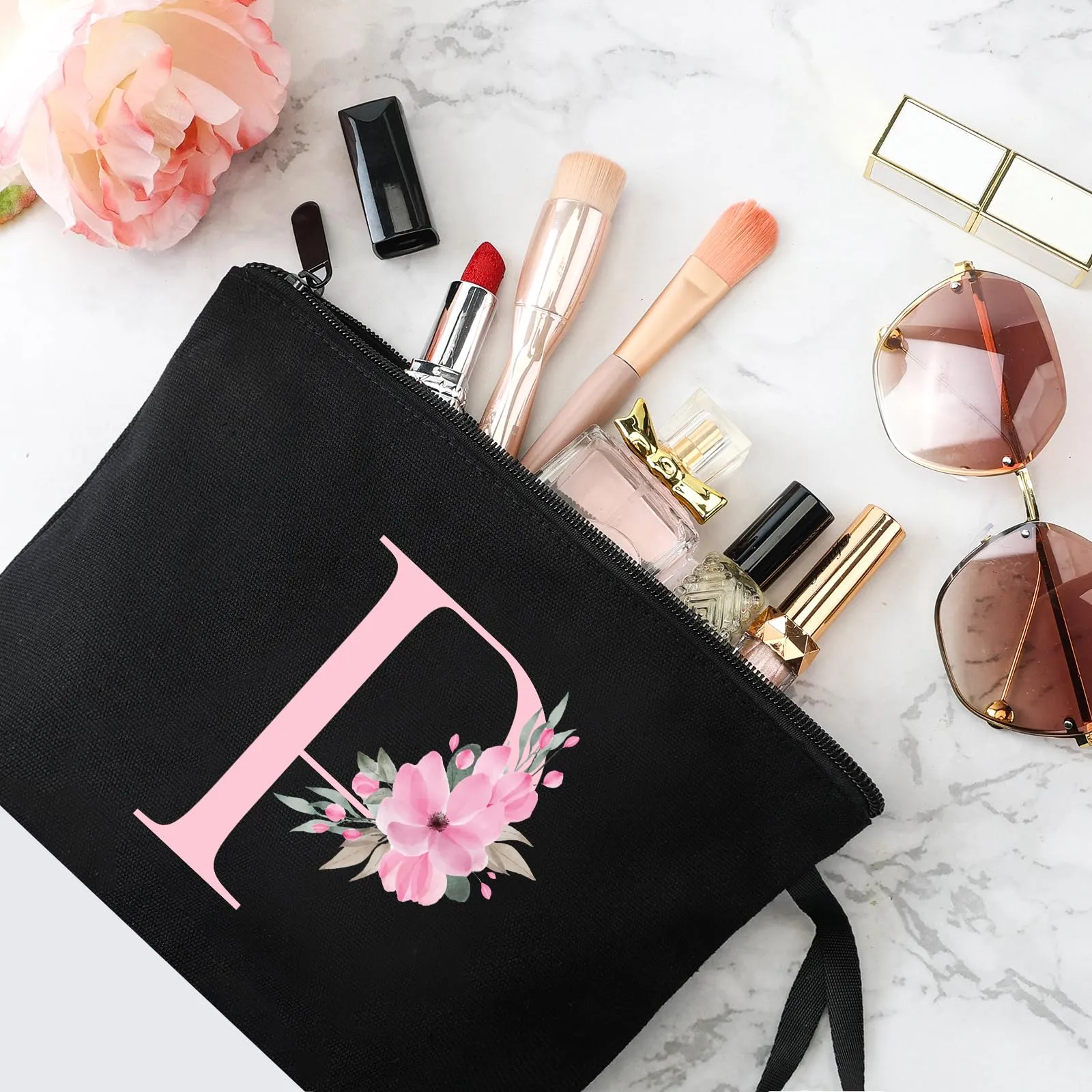 Vavabox Beauty Case con Iniziali Personalizzate (P, 01-Nero) - immagine 3