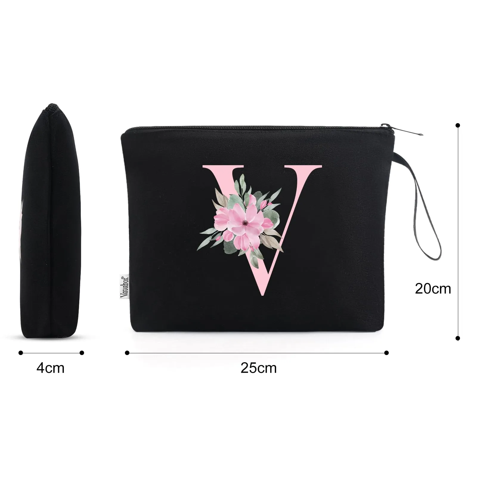 Vavabox Beauty Case con Iniziali Personalizzate (V, 01-Nero) - immagine 2