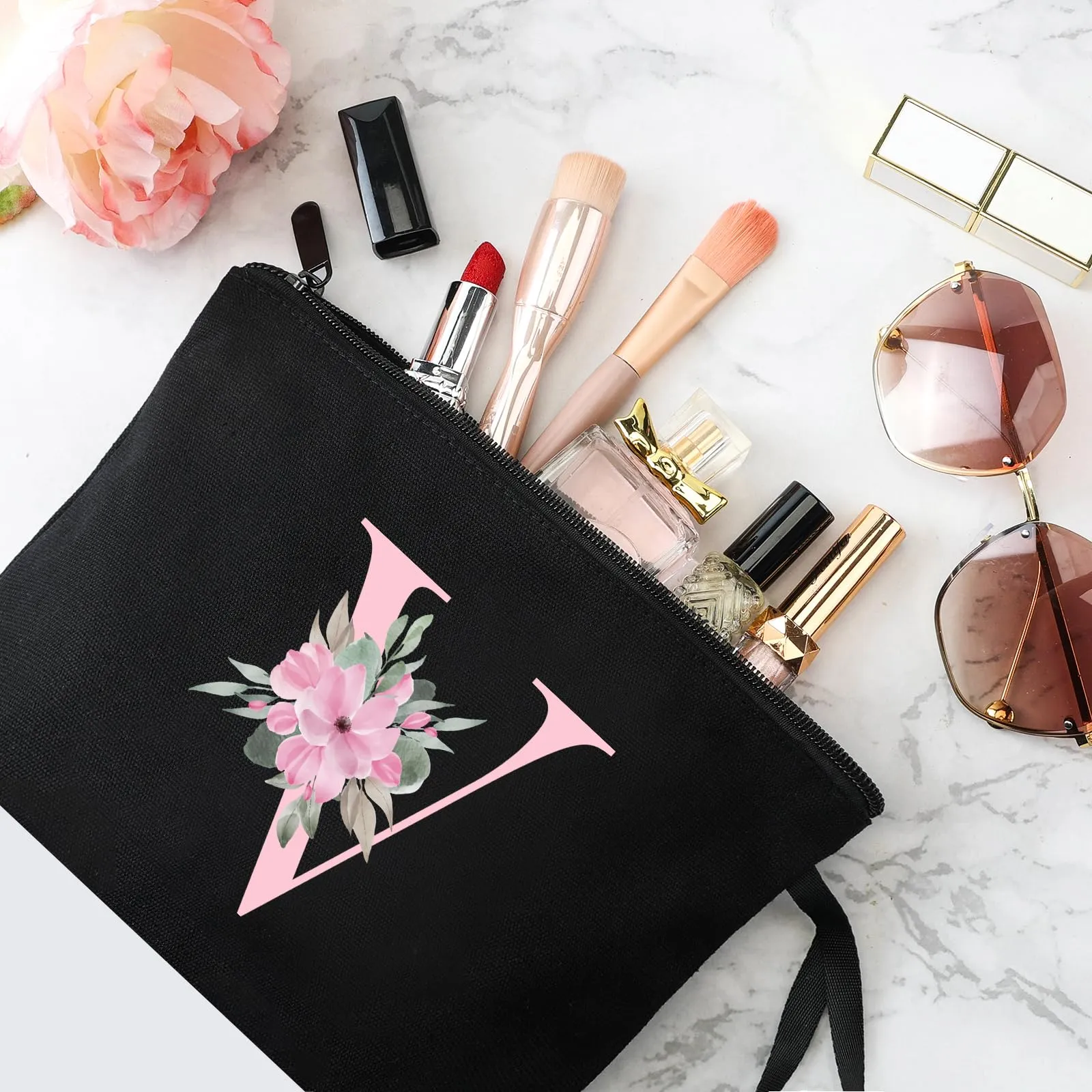 Vavabox Beauty Case con Iniziali Personalizzate (V, 01-Nero) - immagine 3