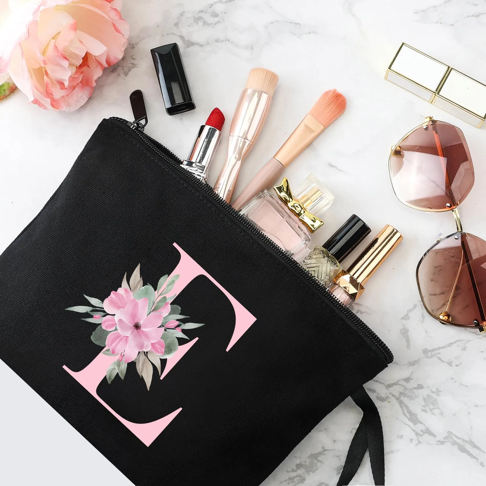 Vavabox Beauty Case con Iniziale E, Nero - immagine 3