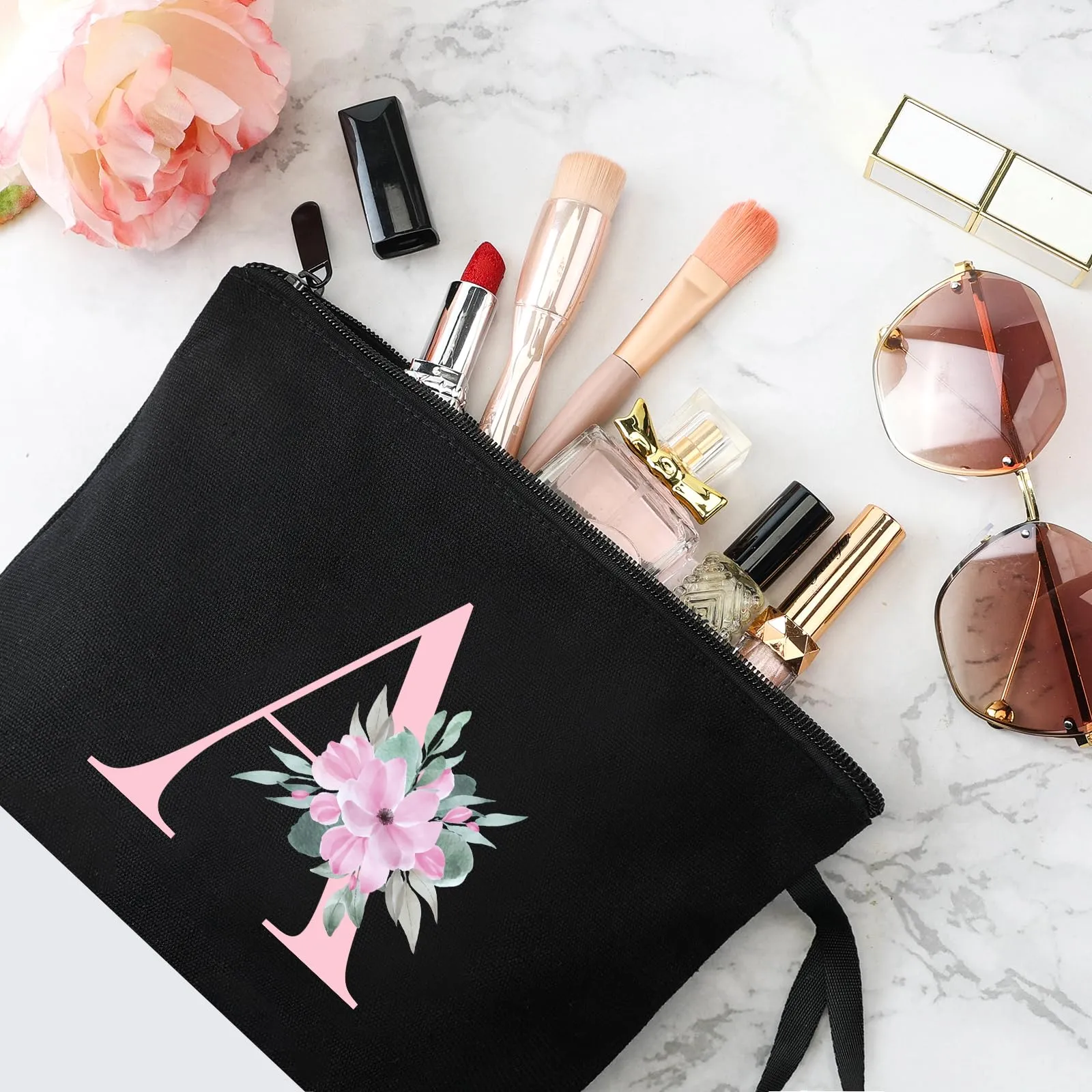 Vavabox Beauty Case con Iniziali Personalizzate (A, 01-Nero) - immagine 3