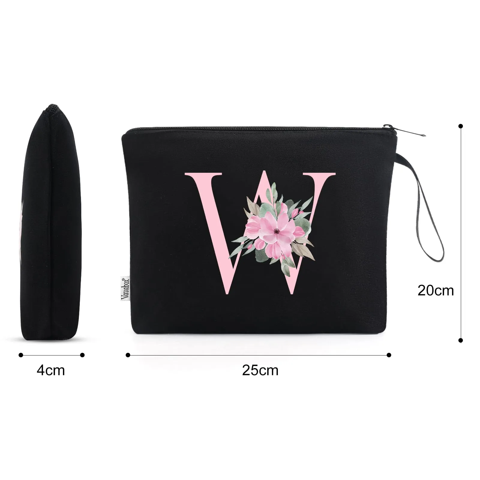 Vavabox Beauty Case con Iniziali Personalizzate (W, 01-Nero) - immagine 2
