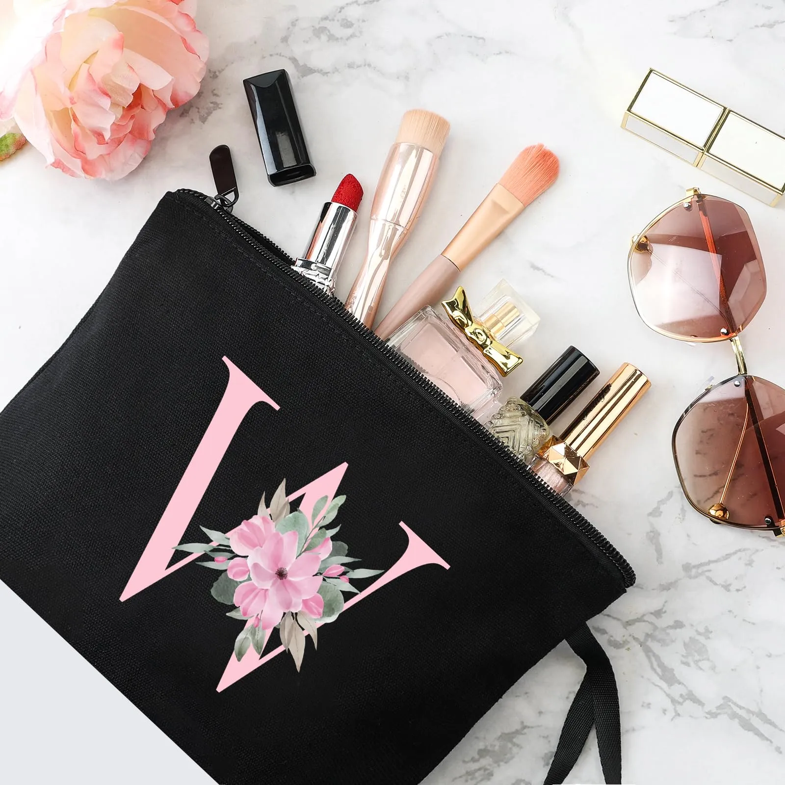 Vavabox Beauty Case con Iniziali Personalizzate (W, 01-Nero) - immagine 3