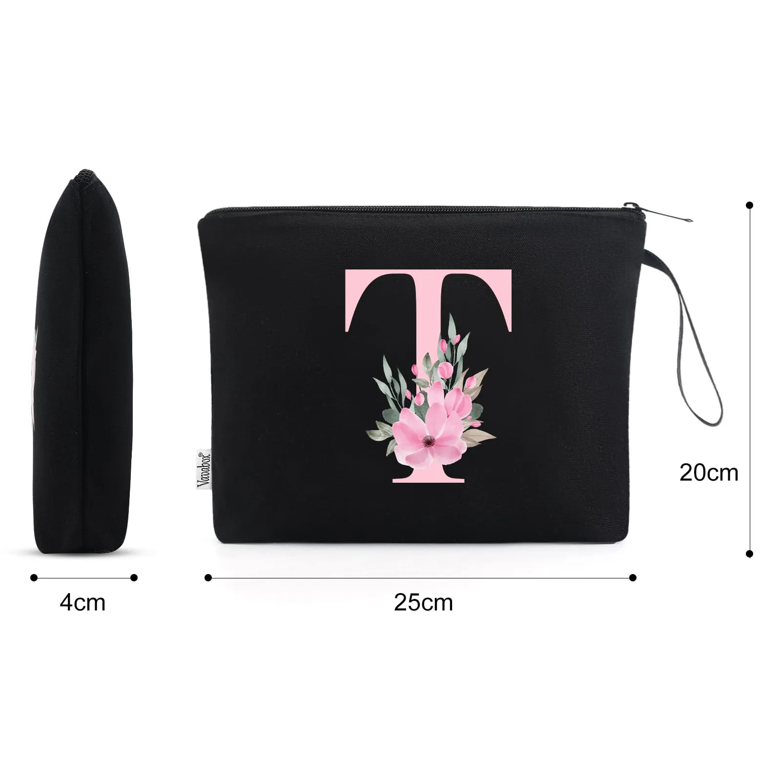 Vavabox Beauty Case con Iniziale Personalizzata T, Nero - immagine 2