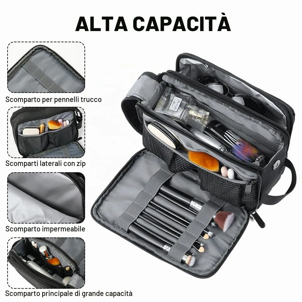 Aucuu Borsa da Toilette Grande da Viaggio, Beauty Case Resistente all'Acqua per Uomo e Donna - immagine 3