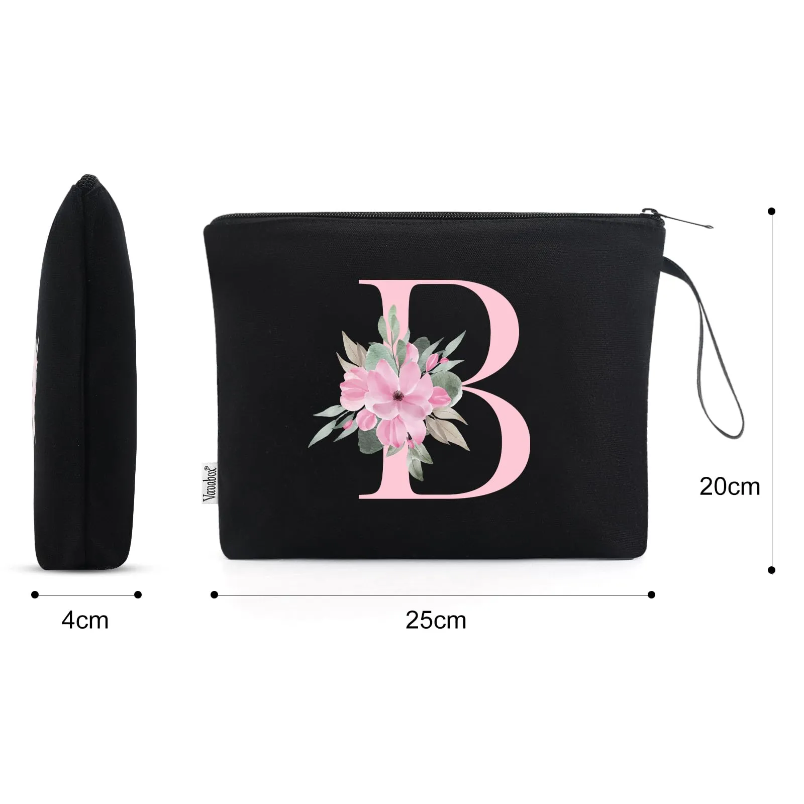Vavabox Beauty Case con Iniziali Personalizzate (B, 01-Nero) - immagine 2