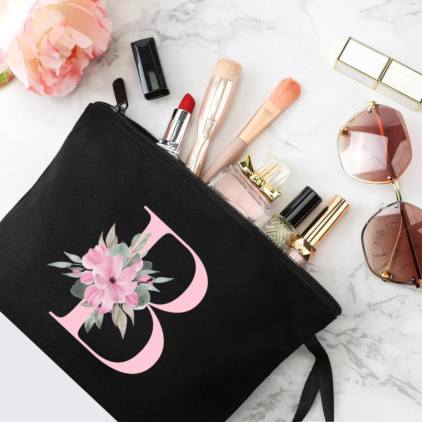 Vavabox Beauty Case con Iniziali Personalizzate (B, 01-Nero) - immagine 3