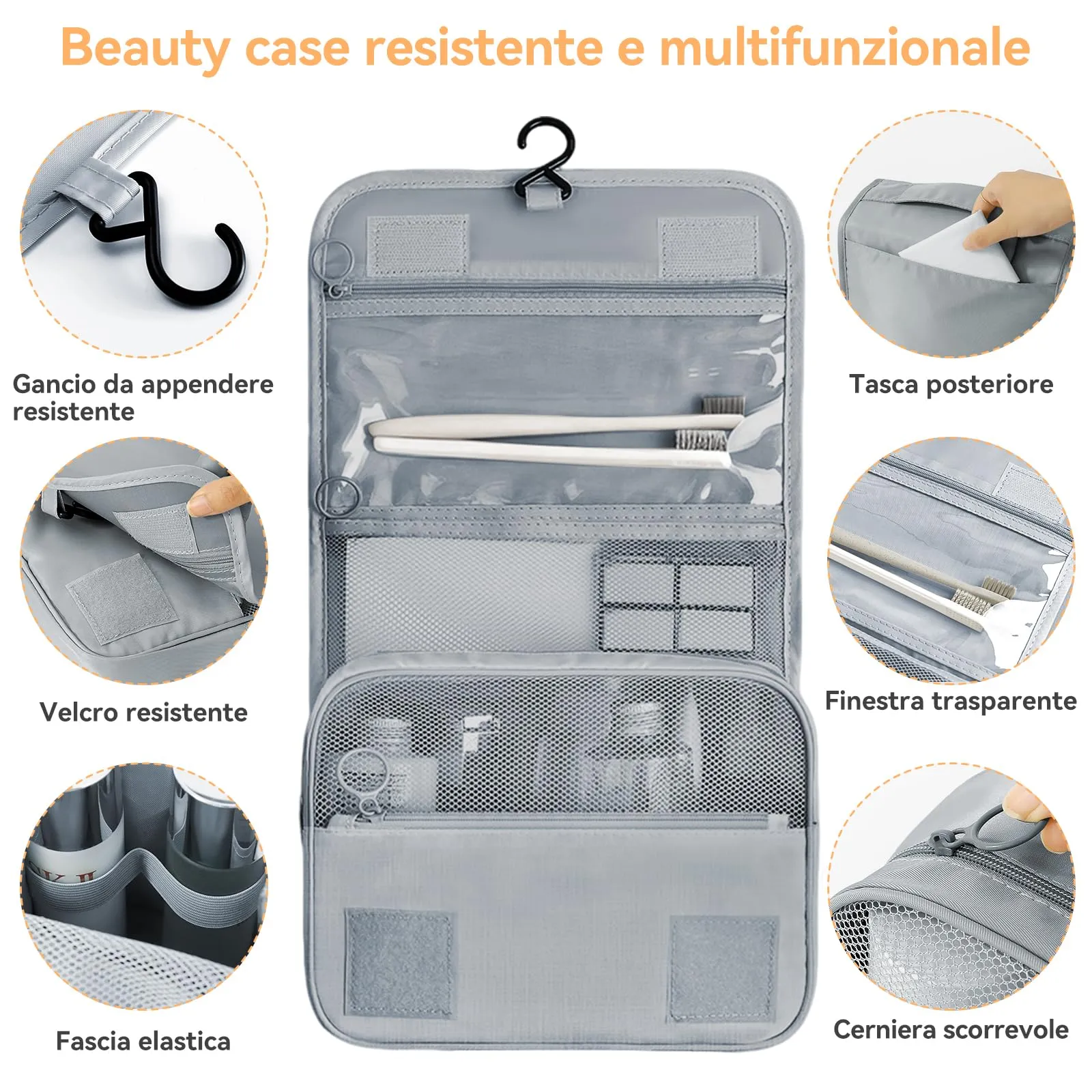 Chijoo Organizer Valigia 12 Pezzi, Grigio - immagine 3