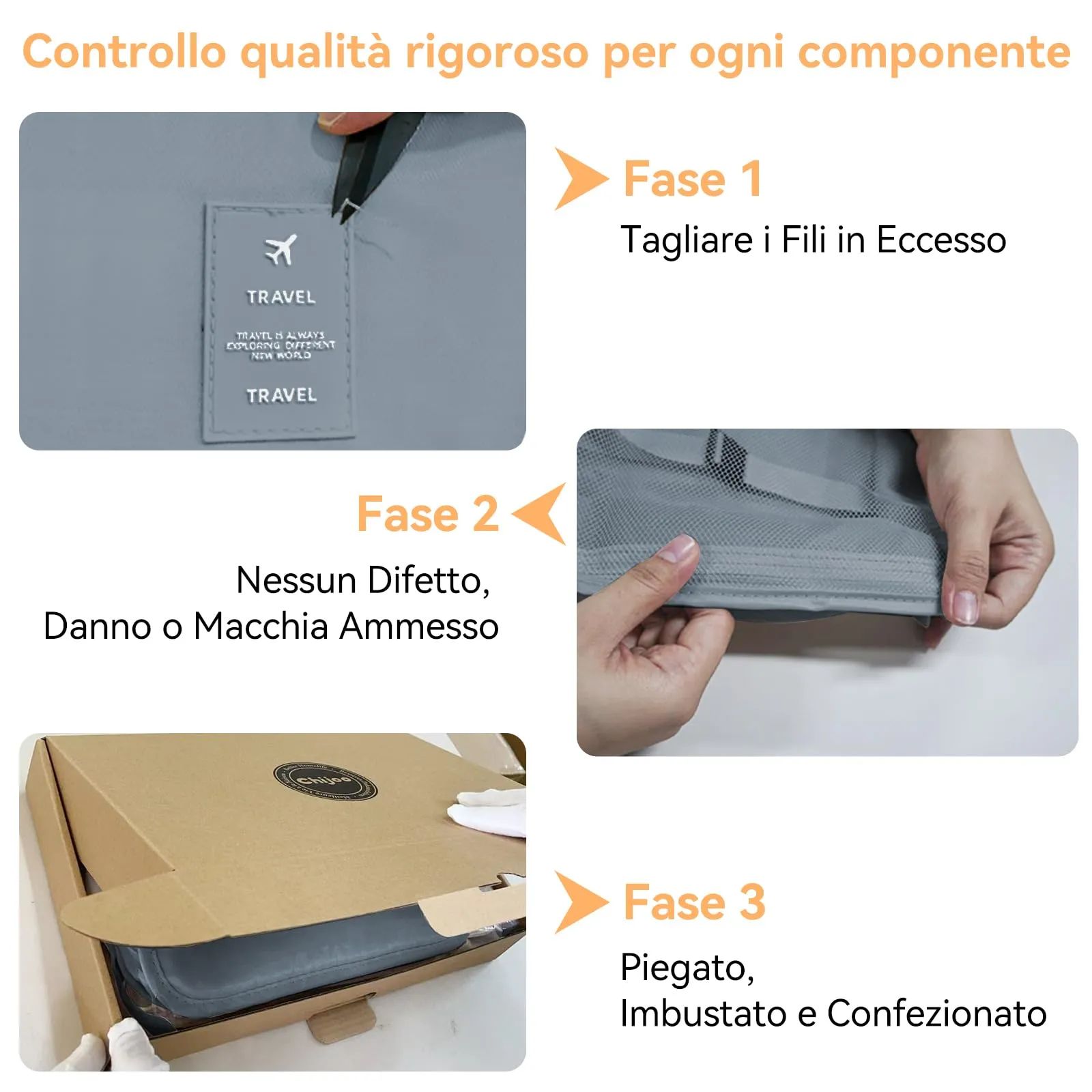 Chijoo Organizer Valigia 12 Pezzi, Grigio - immagine 6