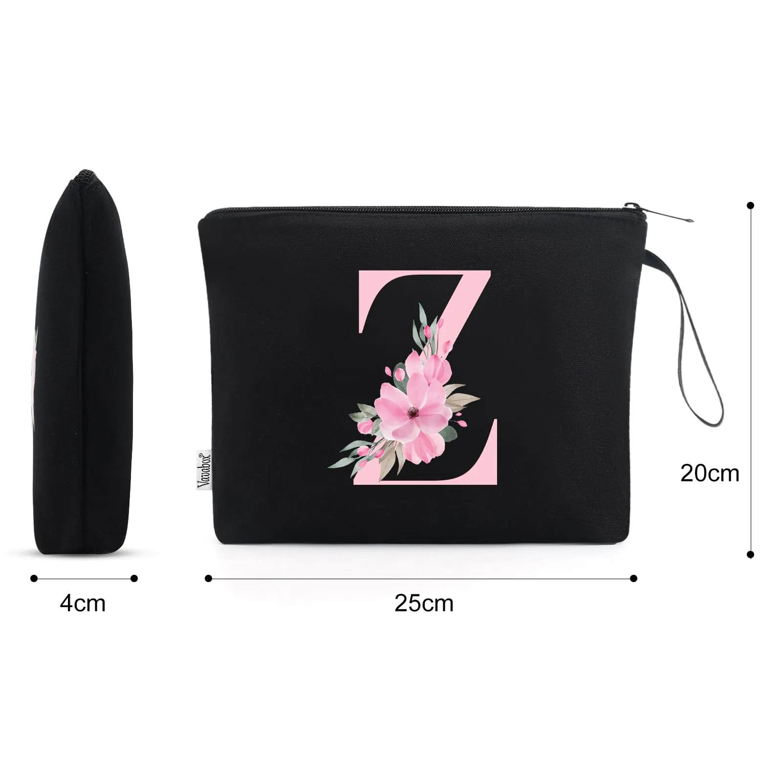 Vavabox Beauty Case con Iniziali Personalizzate (Z, 01-Nero) - immagine 2