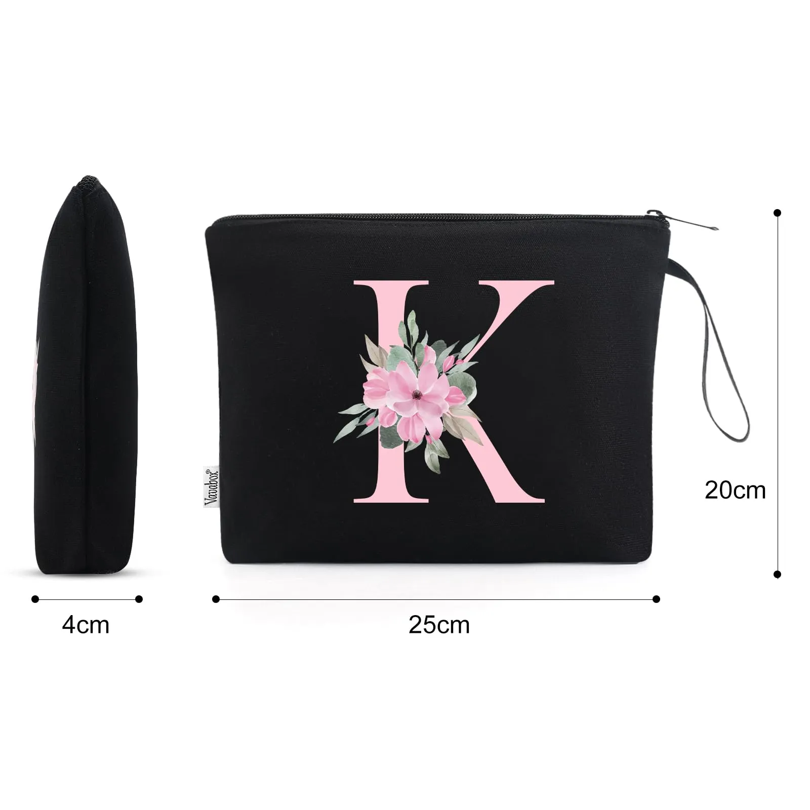 Vavabox Beauty Case con Iniziale Personalizzata K, Nero - immagine 2