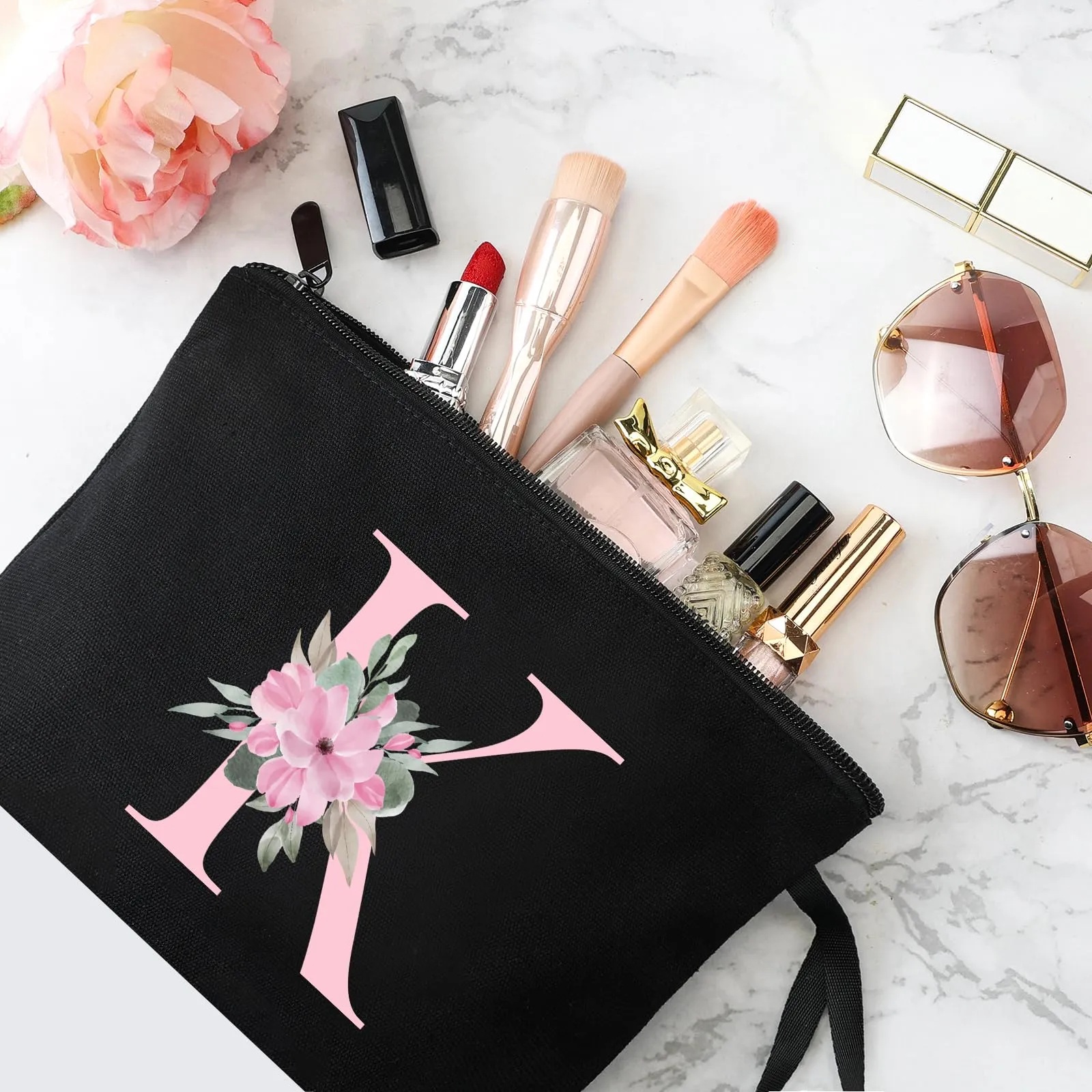 Vavabox Beauty Case con Iniziale Personalizzata K, Nero - immagine 3