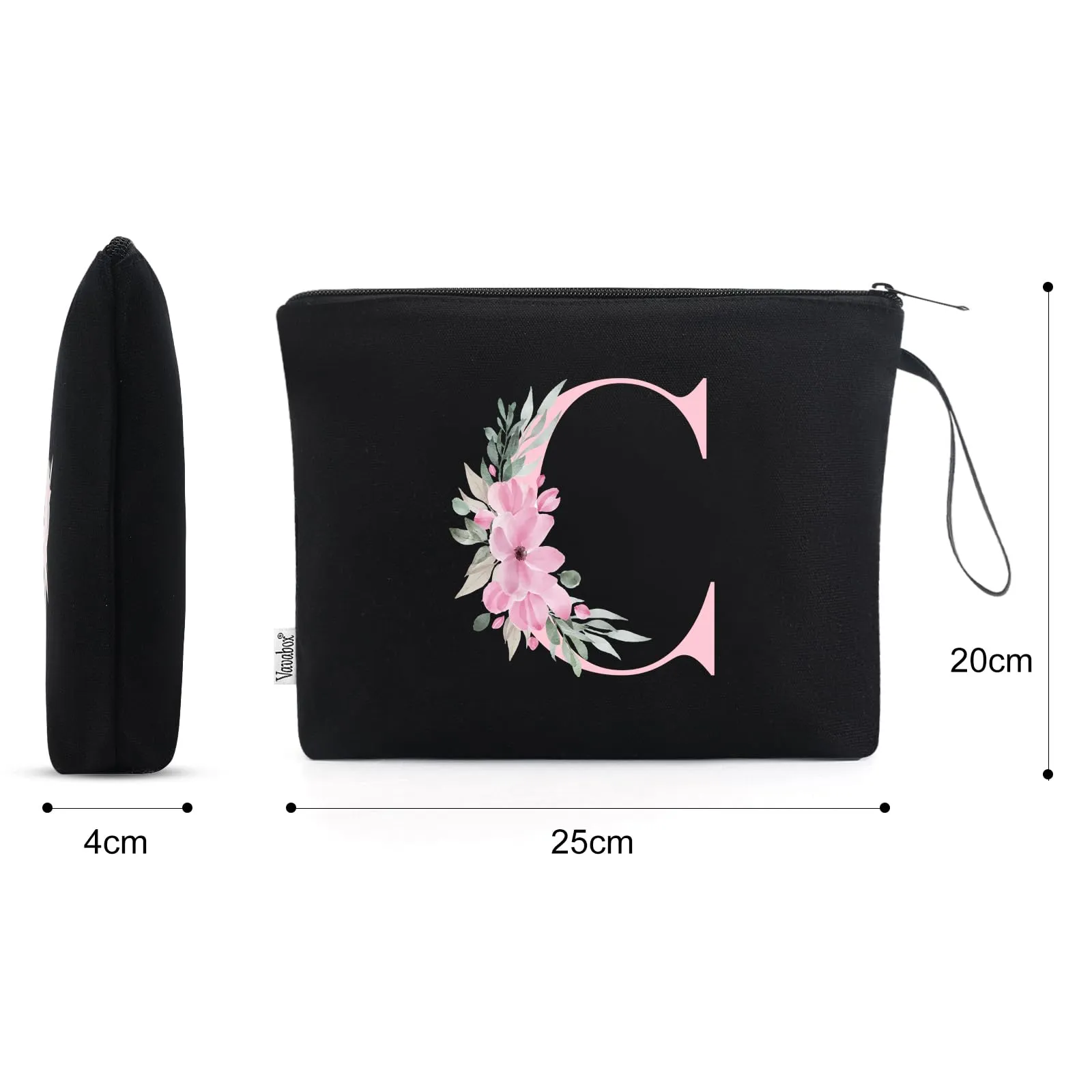 Vavabox Beauty Case con Iniziali Personalizzate (C, 01-Nero) - immagine 2