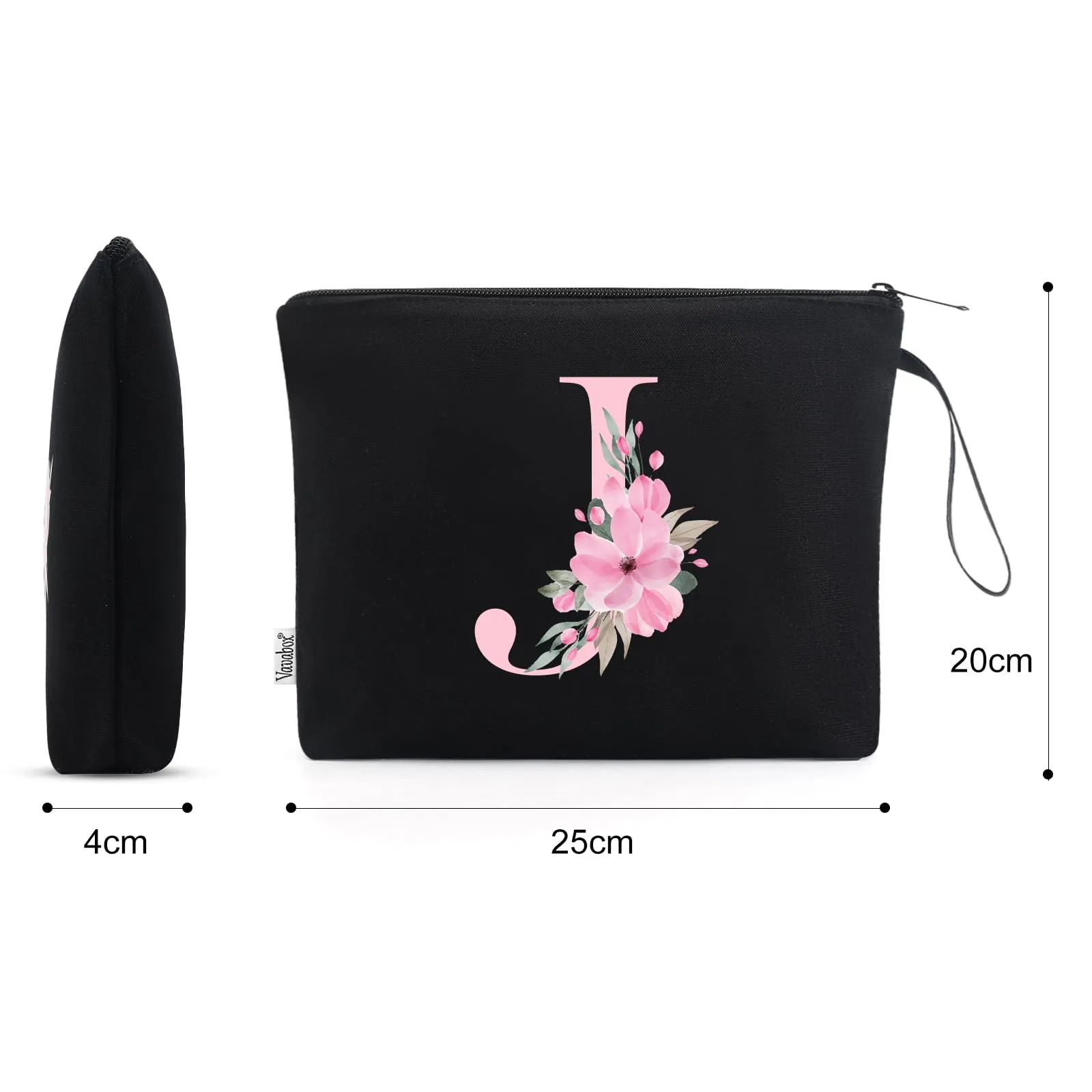 Vavabox Beauty Case con Iniziale Personalizzata J, Nero - immagine 2
