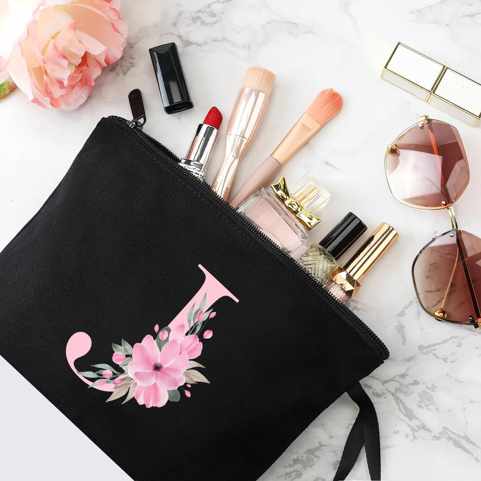 Vavabox Beauty Case con Iniziale Personalizzata J, Nero - immagine 3