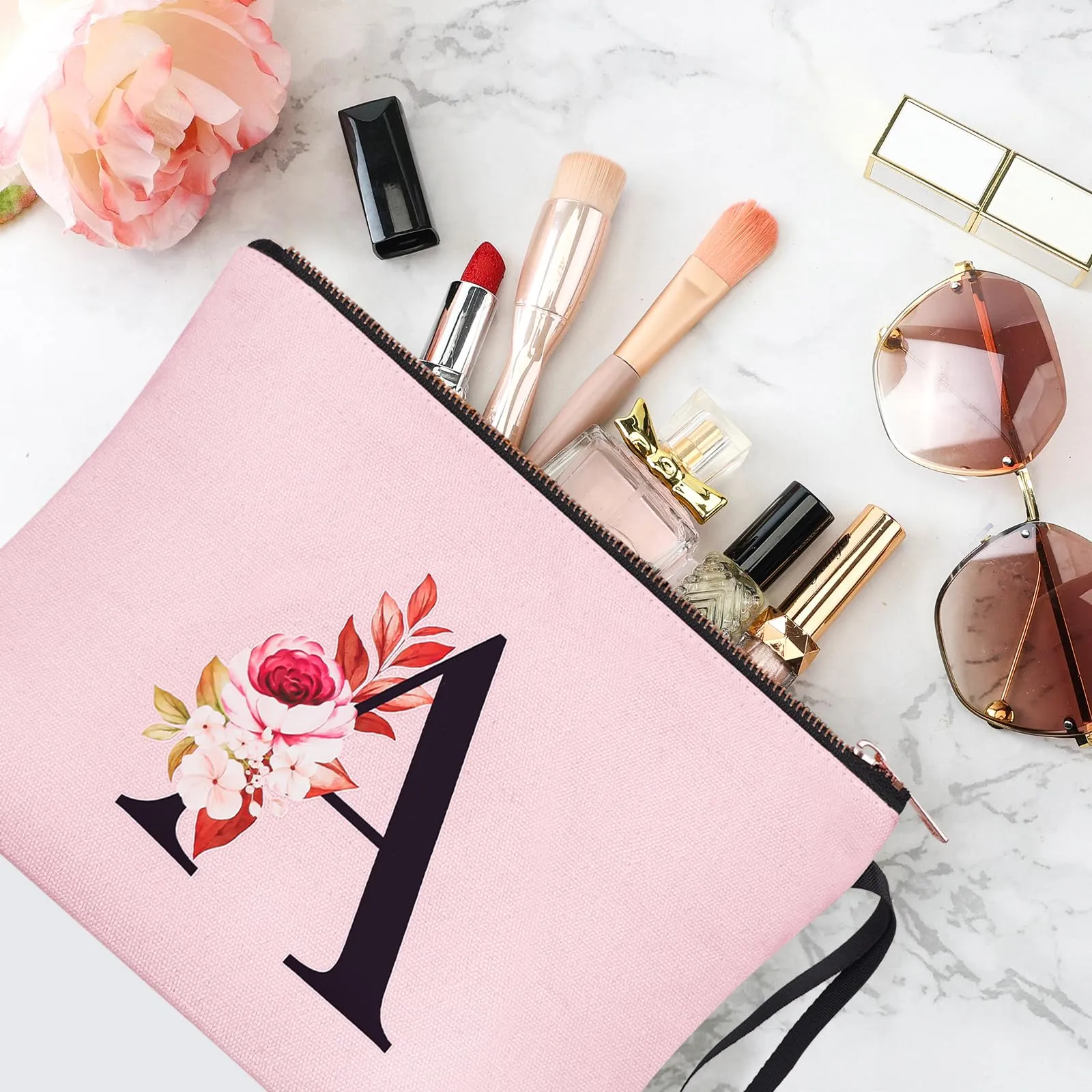Vavabox Beauty Case con Iniziale Personalizzata A, Rosa - immagine 5